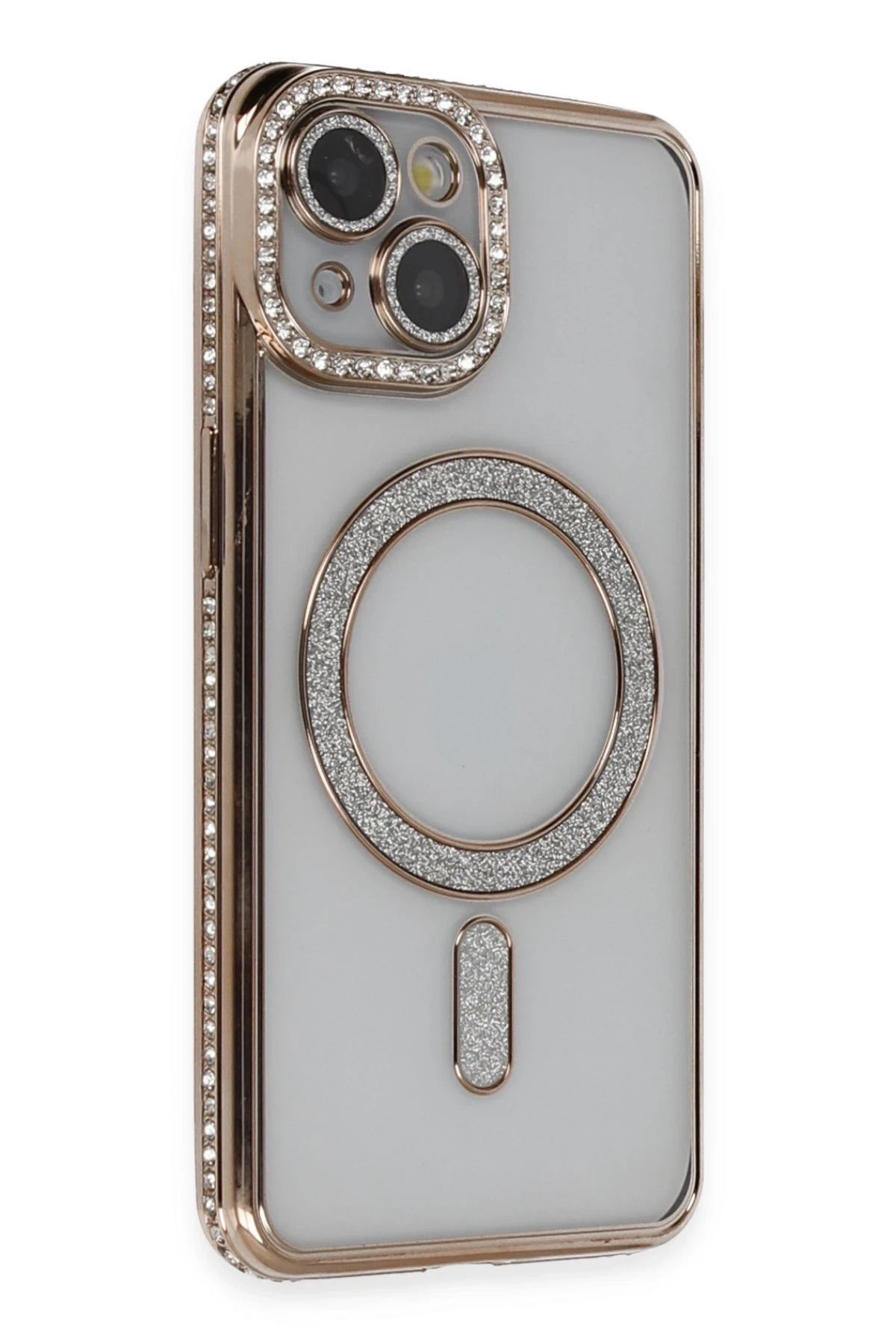 NewFace iPhone 14 Kılıf Joke Simli Magneticsafe Kılıf - Gold JOJUA