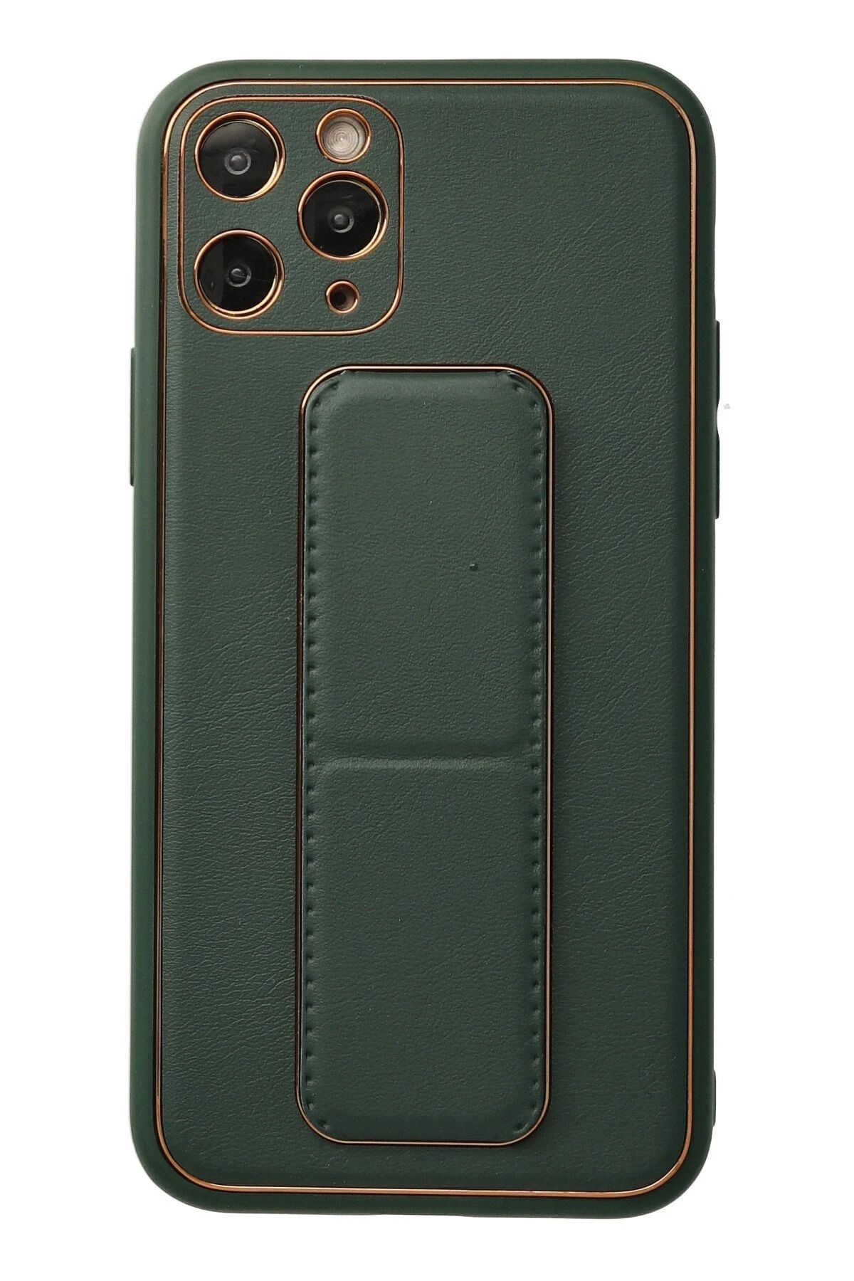 NewFace iPhone 11 Pro Kılıf Coco Deri Standlı Kapak - Yeşil HNZRN