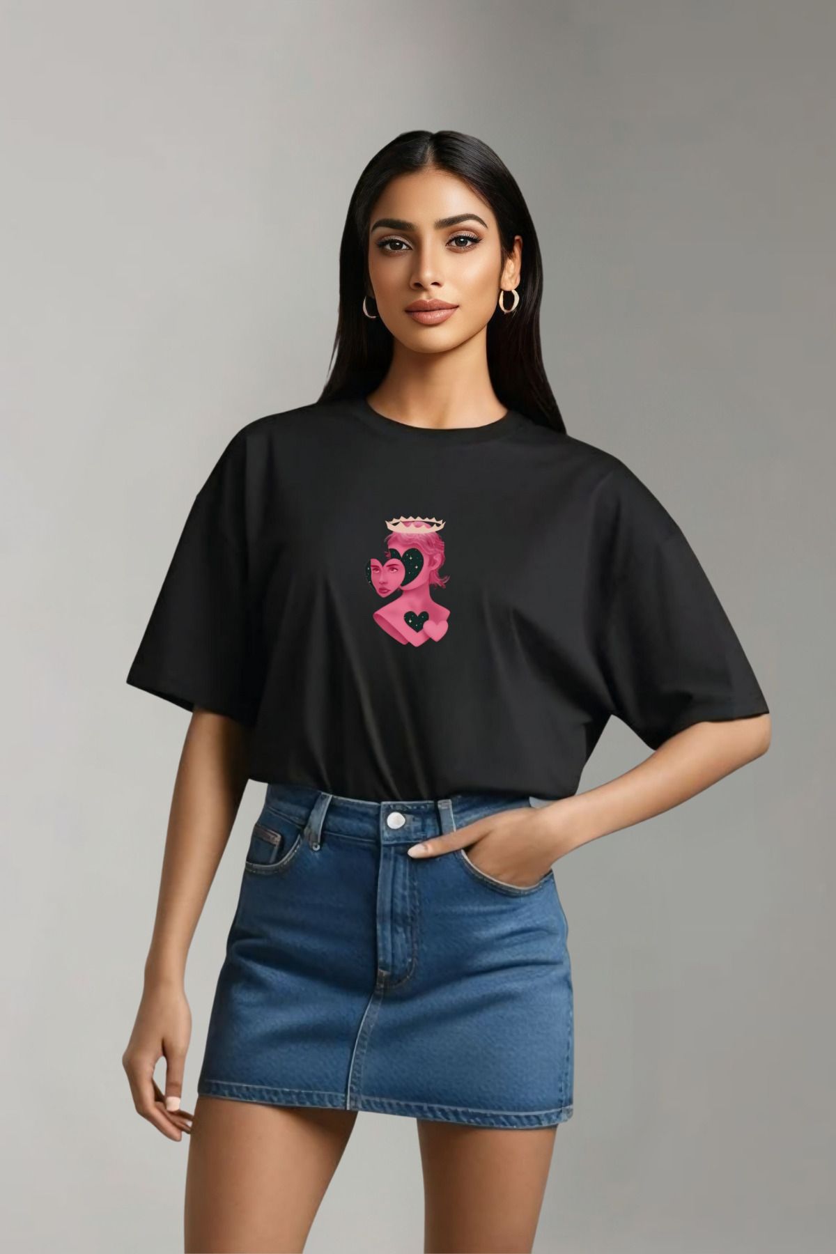 Butik Evren Prensesi Özel Tasarım Oversize Pamuklu T-shirt