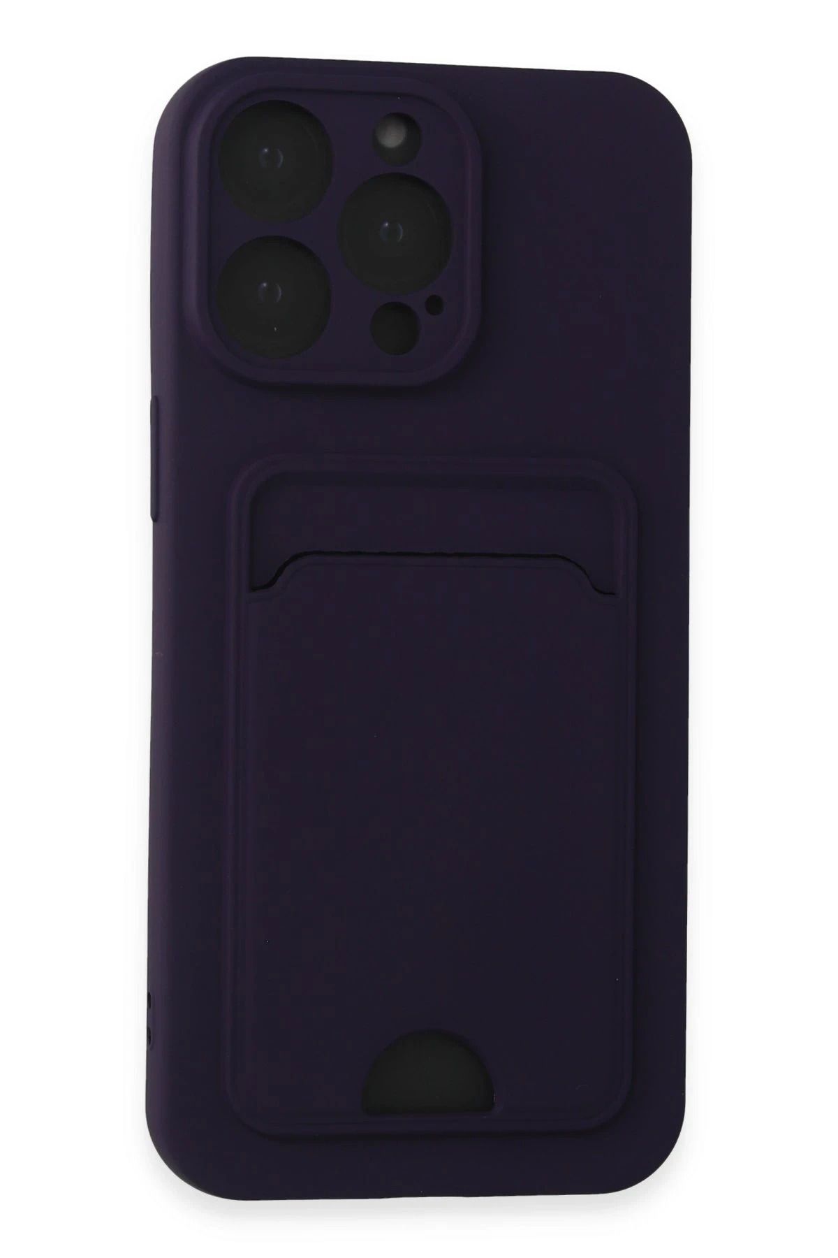 NewFace iPhone 15 Pro Max Kılıf Kelvin Kartvizitli Silikon - Derin Mor NRMSA
