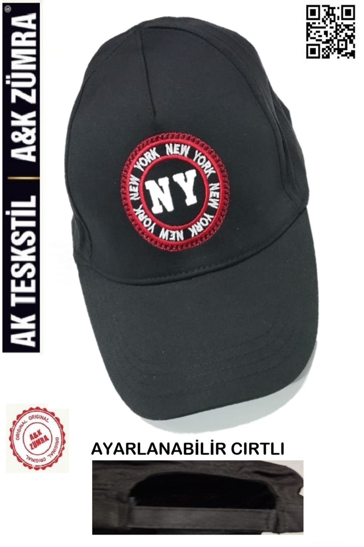 A&K ZÜMRA Unisex %100 Pamuklu Ayarlanabilir Cırtlı Nakışlı Kep Şapka