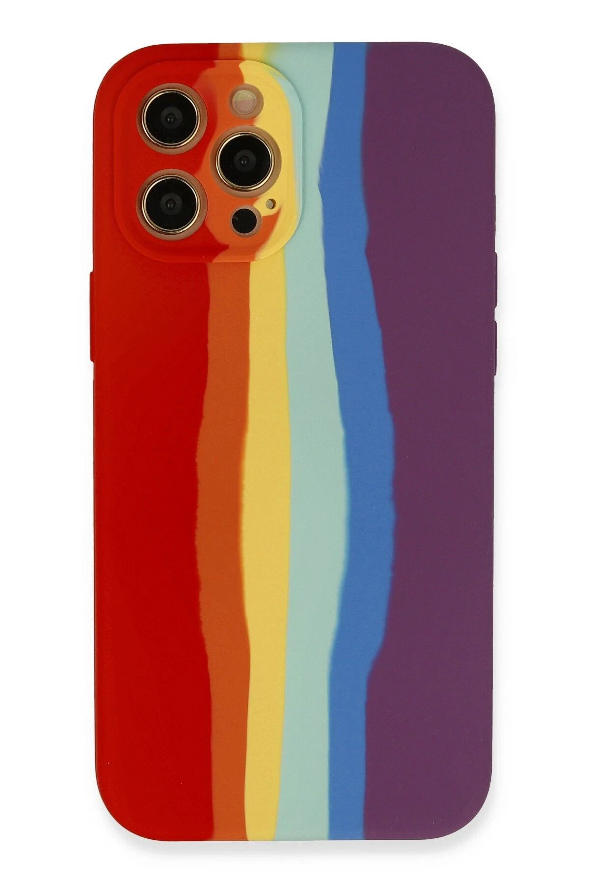 NewFace iPhone 12 Pro Max Kılıf Ebruli Lansman Silikon - Kırmızı-Mor YNSMR