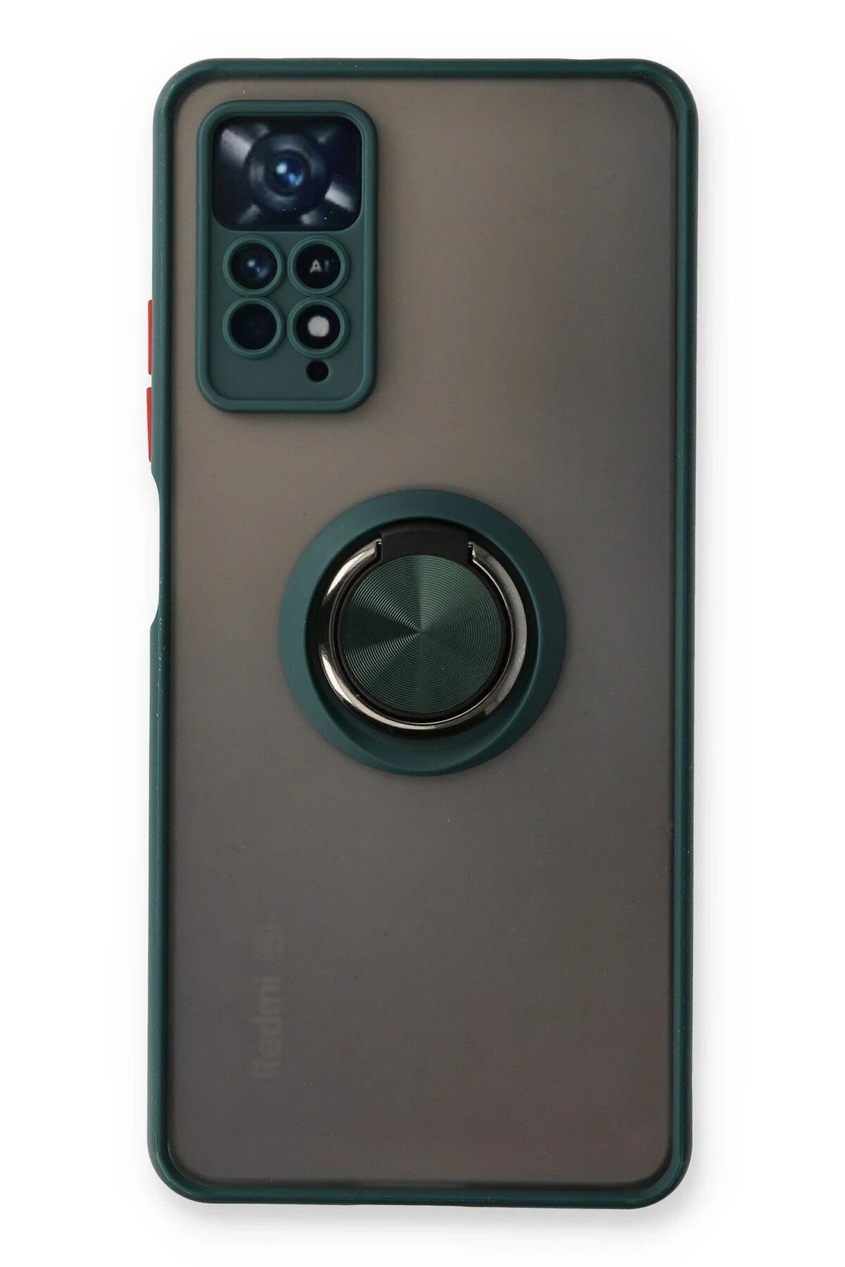 NewFace Xiaomi Redmi Note 11 Pro Kılıf Montreal Yüzüklü Silikon Kapak - Yeşil JOJUA