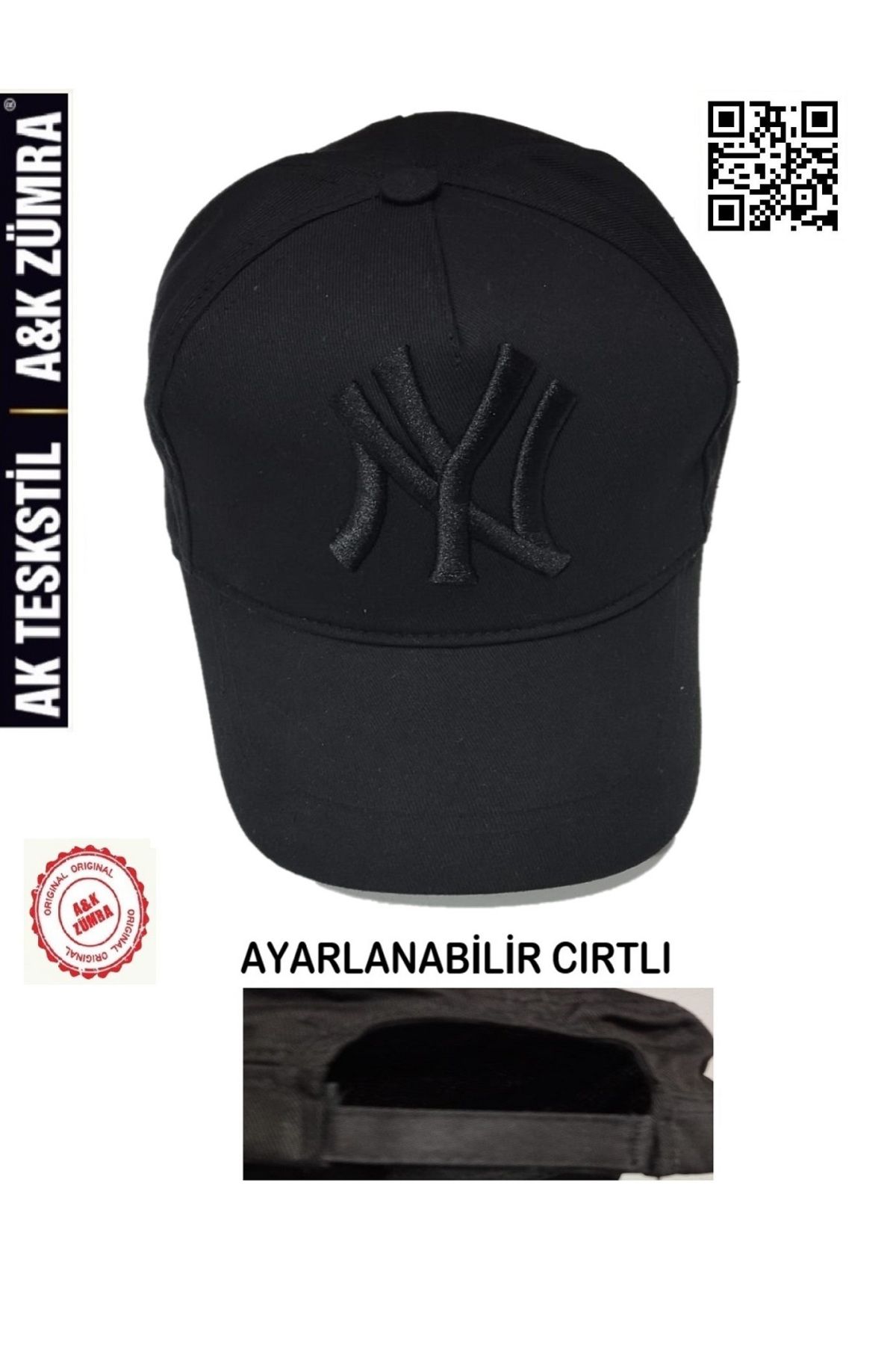A&K ZÜMRA Unisex %100 Pamuklu Ayarlanabilir Cırtlı Nakışlı Kep Şapka