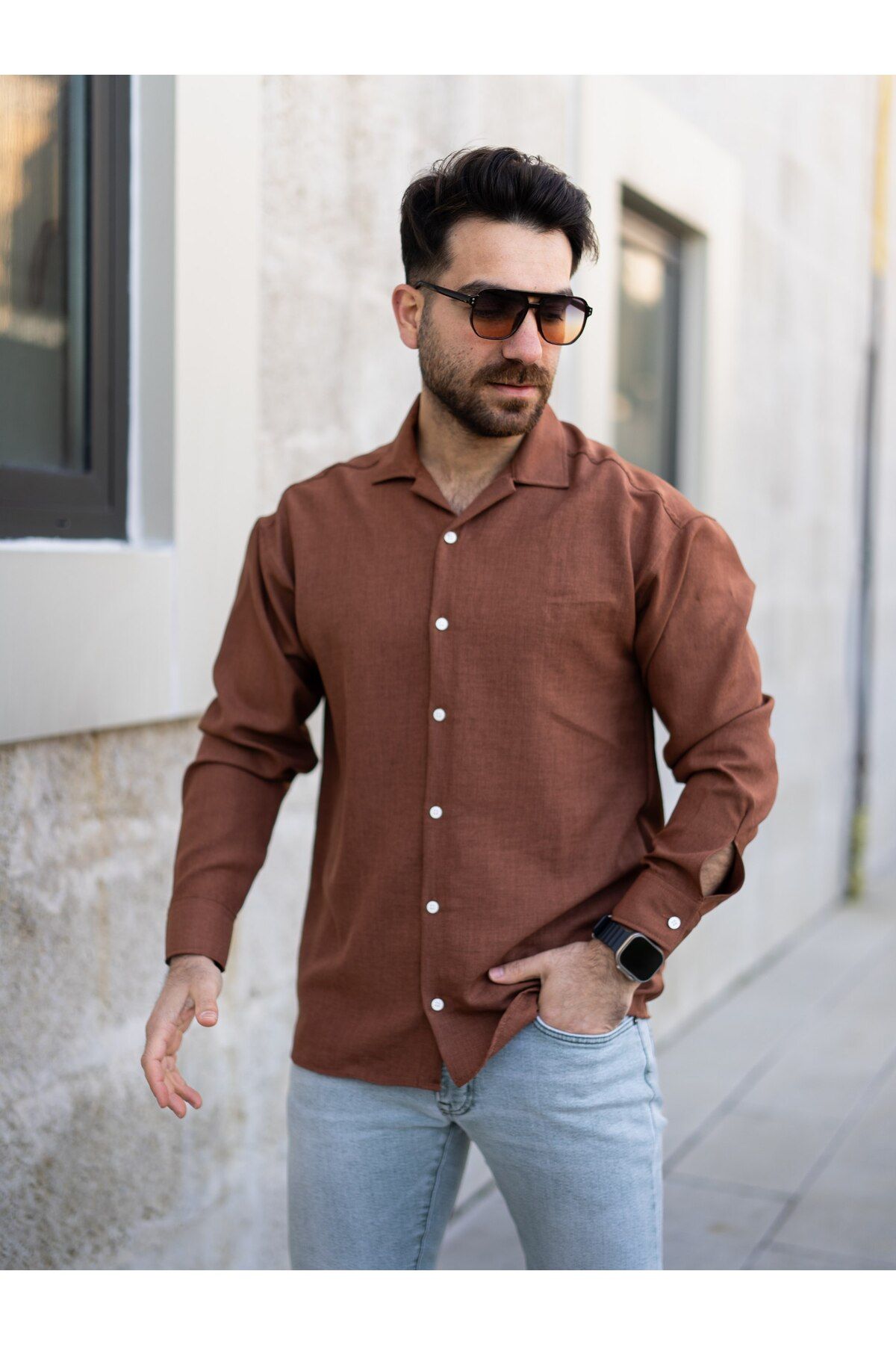 MODA OVERSİZE KETEN GÖMLEK
