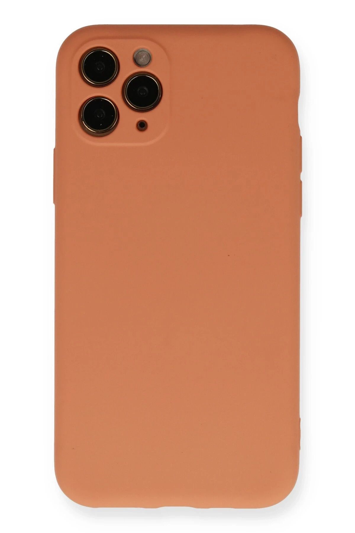 NewFace iPhone 11 Pro Kılıf uyumlu  Nano içi Kadife Silikon - Mat Turuncu