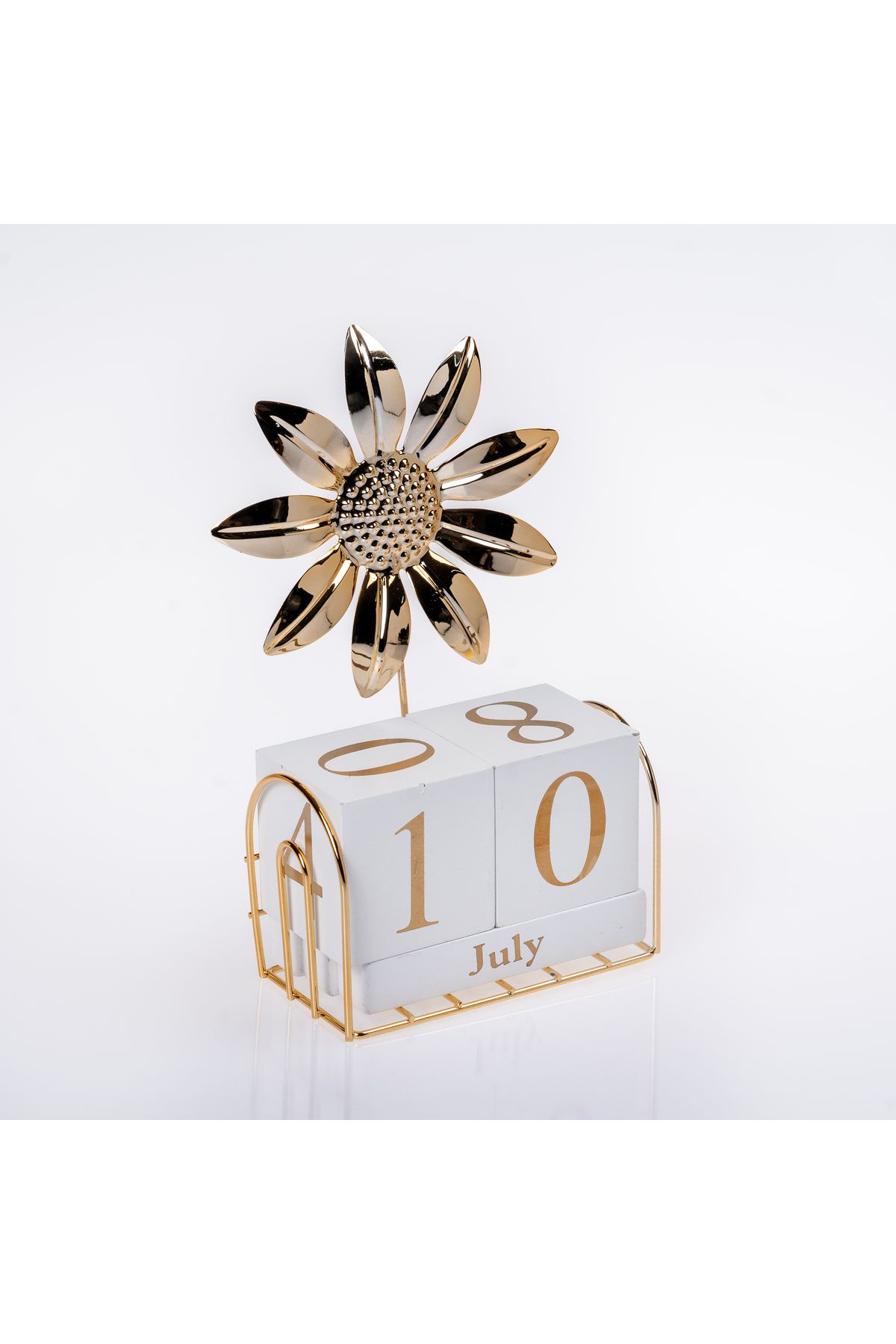 Hinora Metal Çiçek Model Masa Takvimi 20x12x6cm Aylar Günler