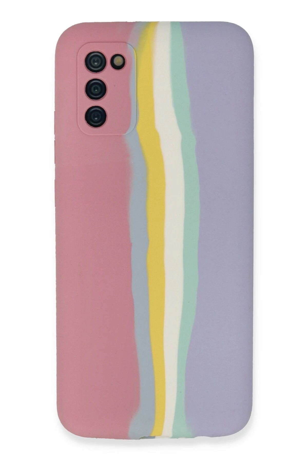 NewFace Samsung Galaxy A03S Kılıf Ebruli Lansman Silikon - Pembe-Lila NRMSA