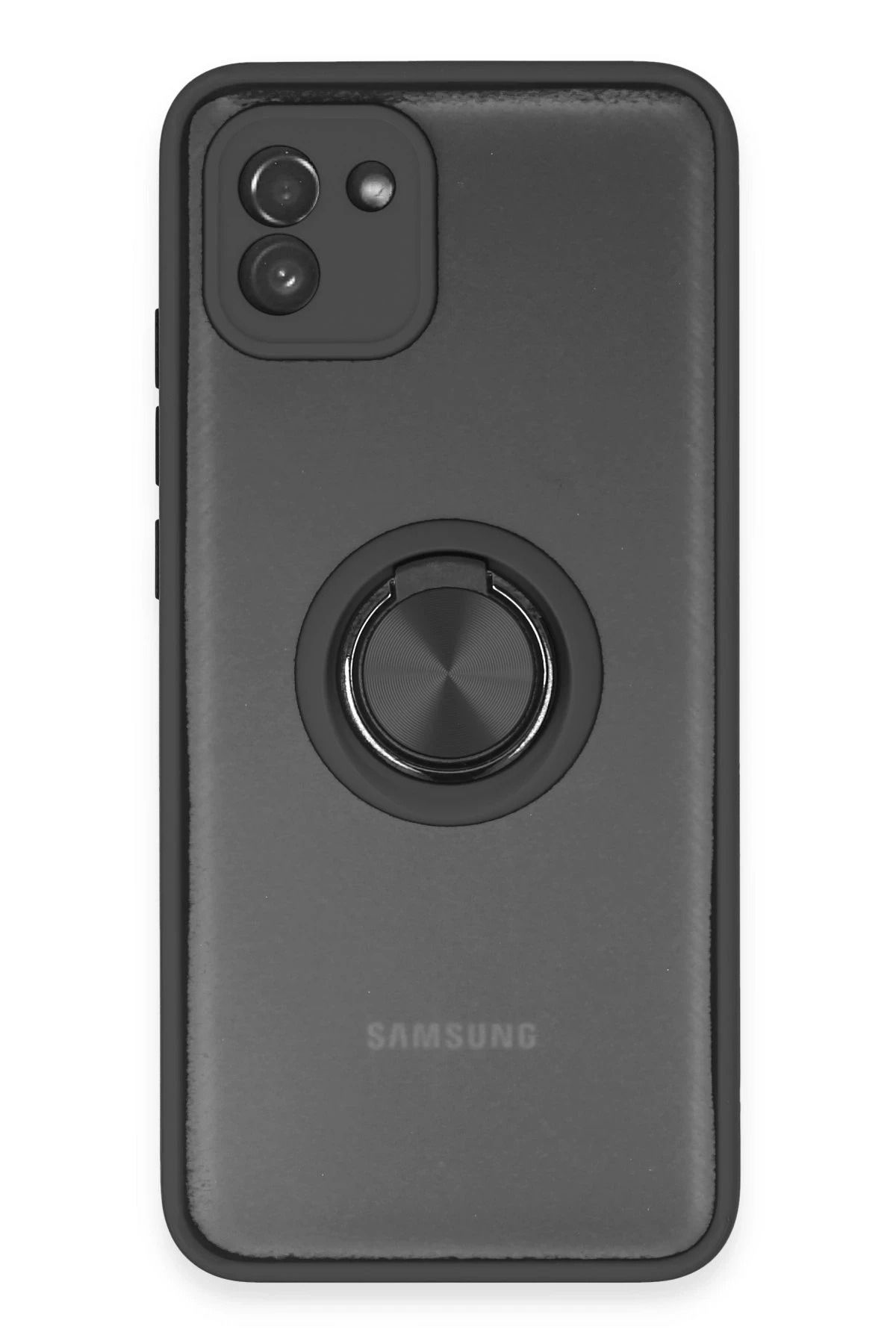 NewFace Samsung Galaxy A03 Kılıf Montreal Yüzüklü Silikon Kapak - Siyah JOJUA