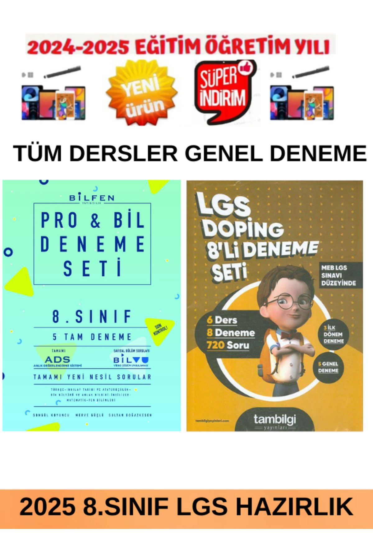Bilfen Yayıncılık 2025 8.Sınıf Lgs Probil Tüm Dersler 5 Genel Deneme+Tam Bilgi Tüm Dersler Lgs Doping 8 Deneme Seti