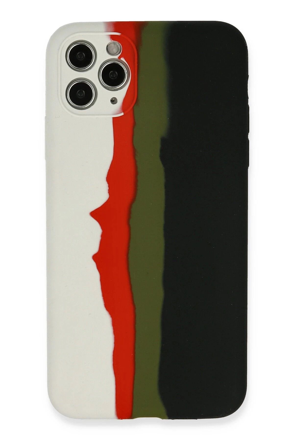 NewFace iPhone 11 Pro Kılıf Ebruli Lansman Silikon - Beyaz-Siyah NRMSA
