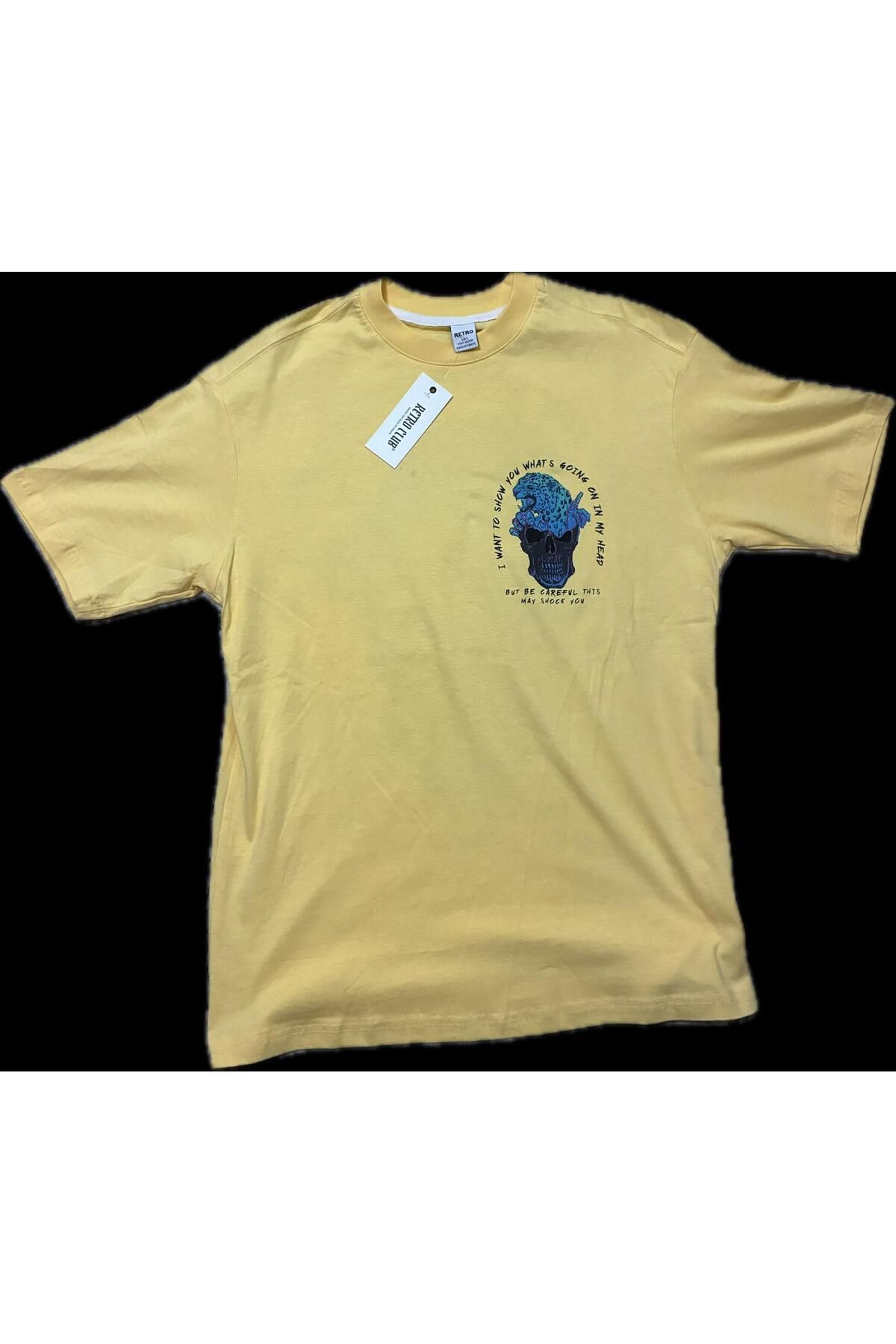 Retro t-shirt bisiklet yaka ön arka baskılı %cotton