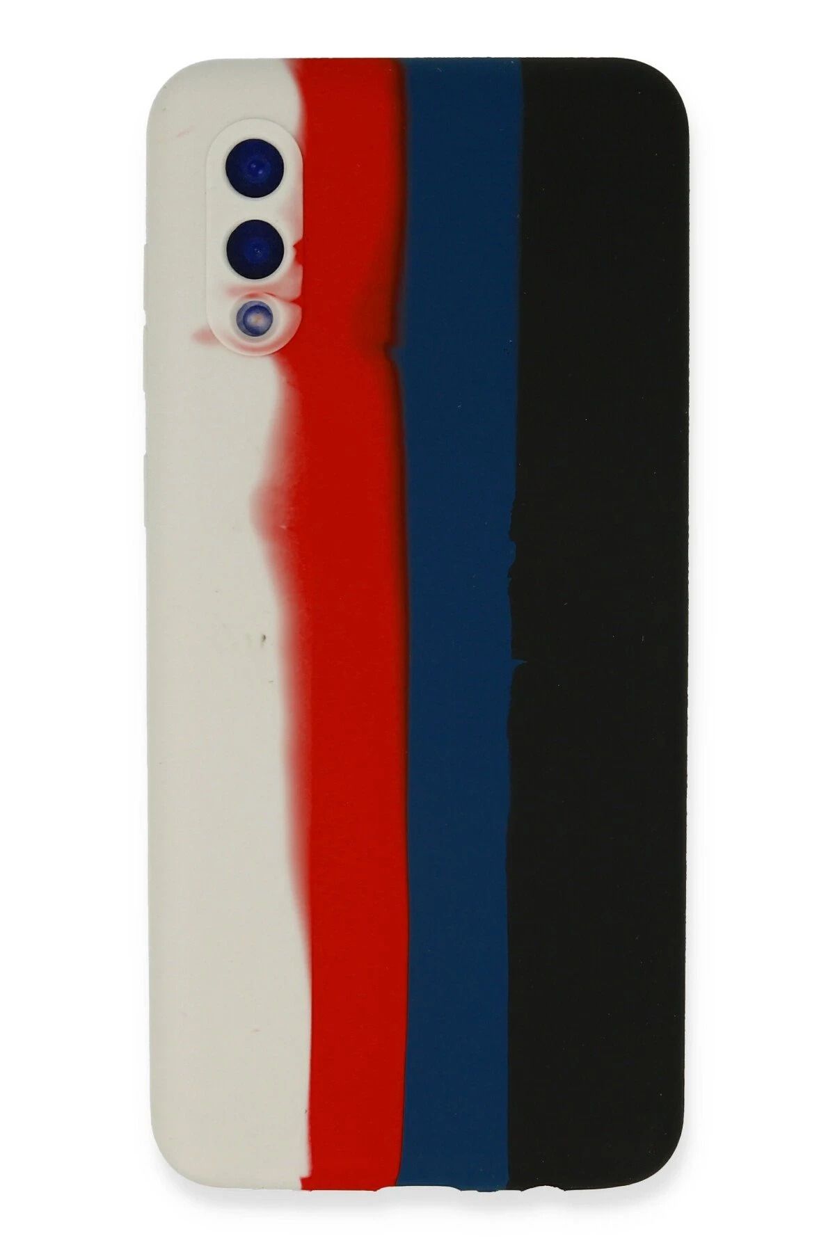 NewFace Samsung Galaxy A02 Kılıf Ebruli Lansman Silikon - Beyaz-Siyah FERRG