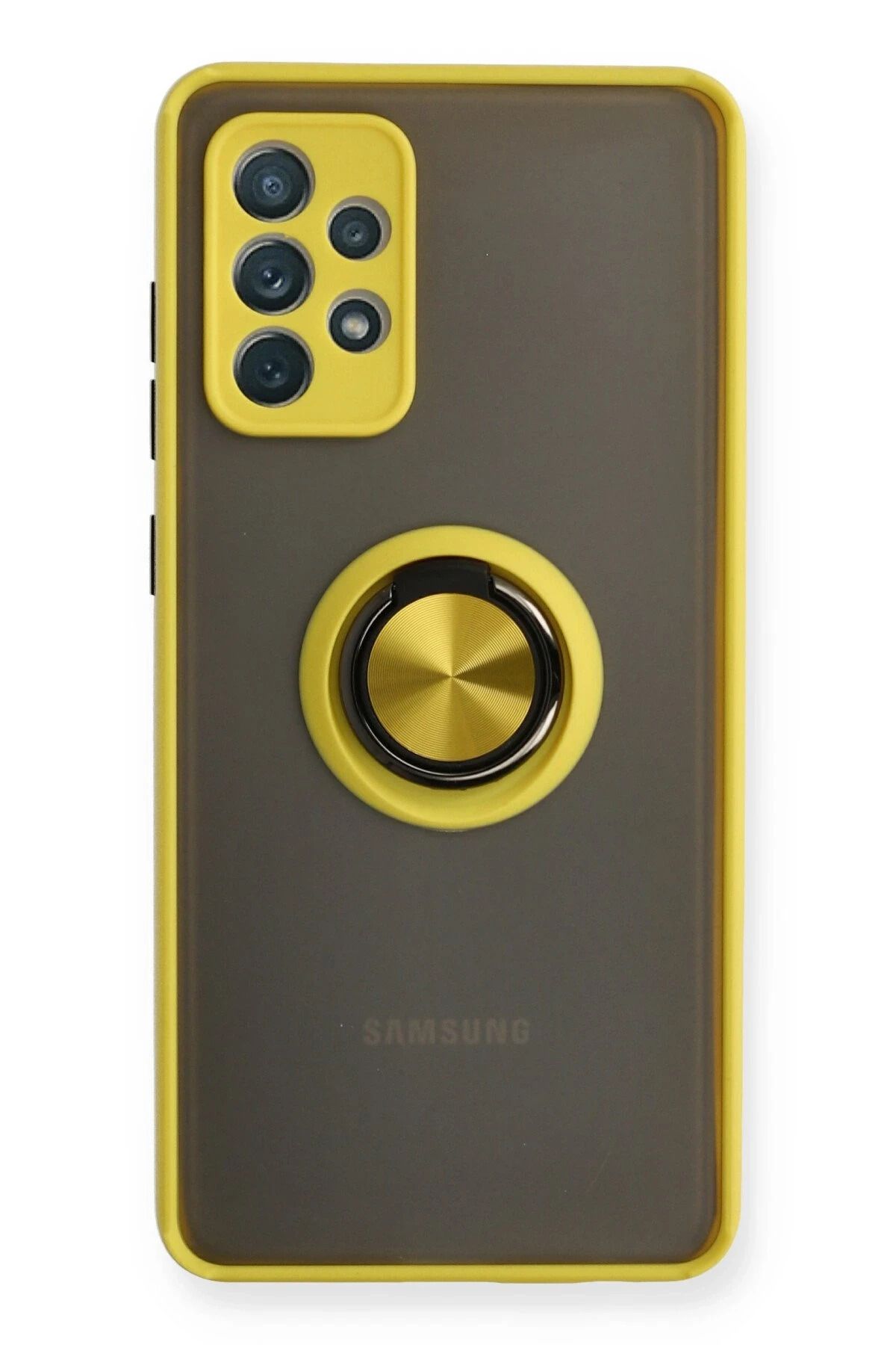 NewFace Samsung Galaxy A32 Kılıf Montreal Yüzüklü Silikon Kapak - Sarı JOJUA