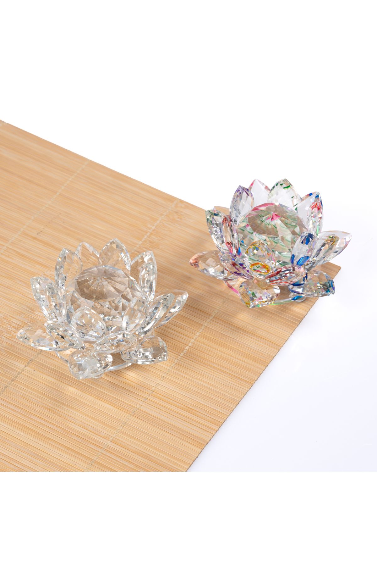 Hinora Kristal Büyük Lotus Çiçek Dekoratif Süs Biblo 12x6cm TEKLİ SATILIR