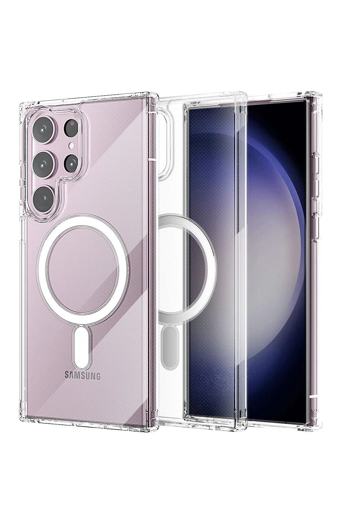 NewFace Galaxy S23 Ultra  uyumlu Kılıf Magneticsafe Şeffaf Silikon - Şeffaf