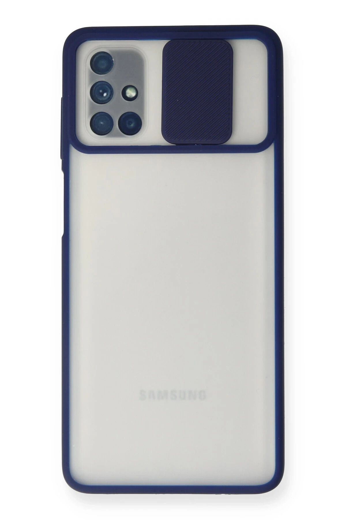 NewFace Samsung Galaxy M51 Kılıf Palm Buzlu Kamera Sürgülü Silikon - Lacivert HNZRN