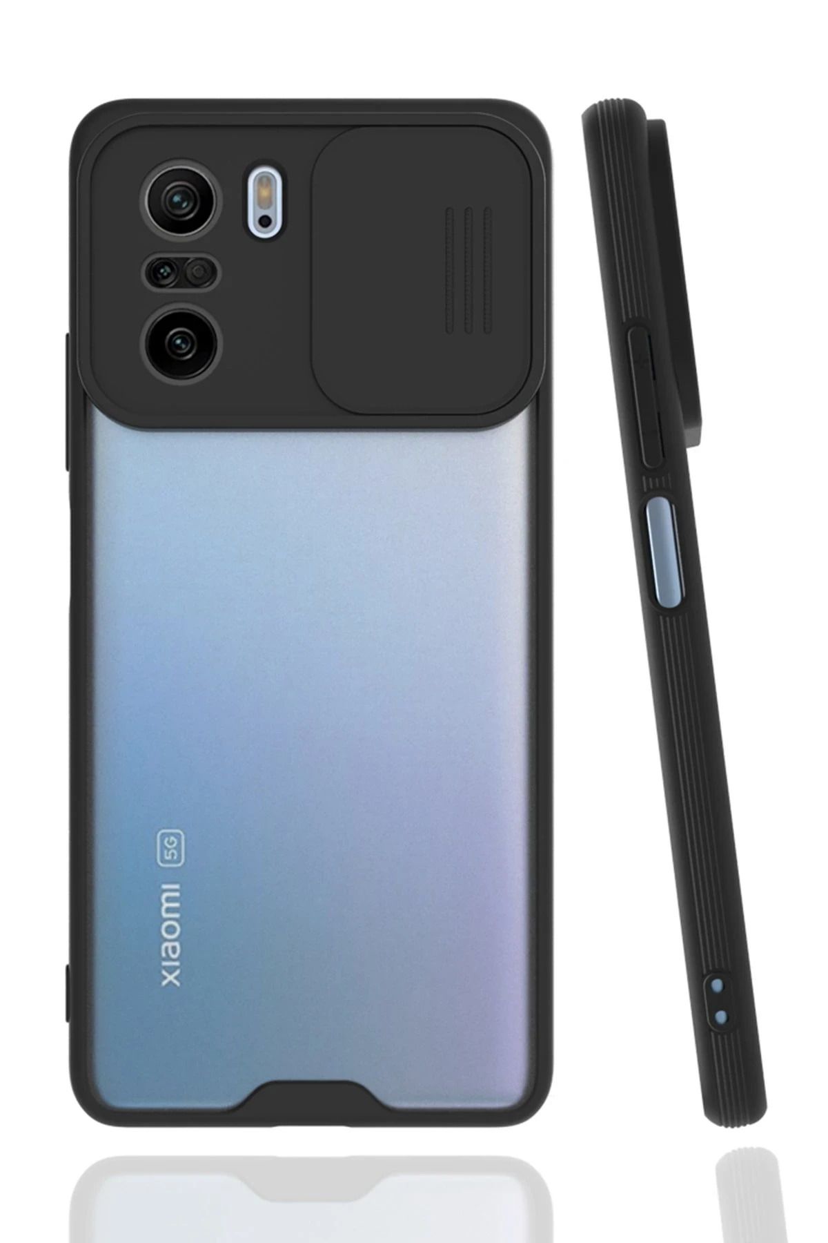 NewFace Xiaomi Poco F3 Kılıf Platin Kamera Koruma Silikon - Siyah NRMSA