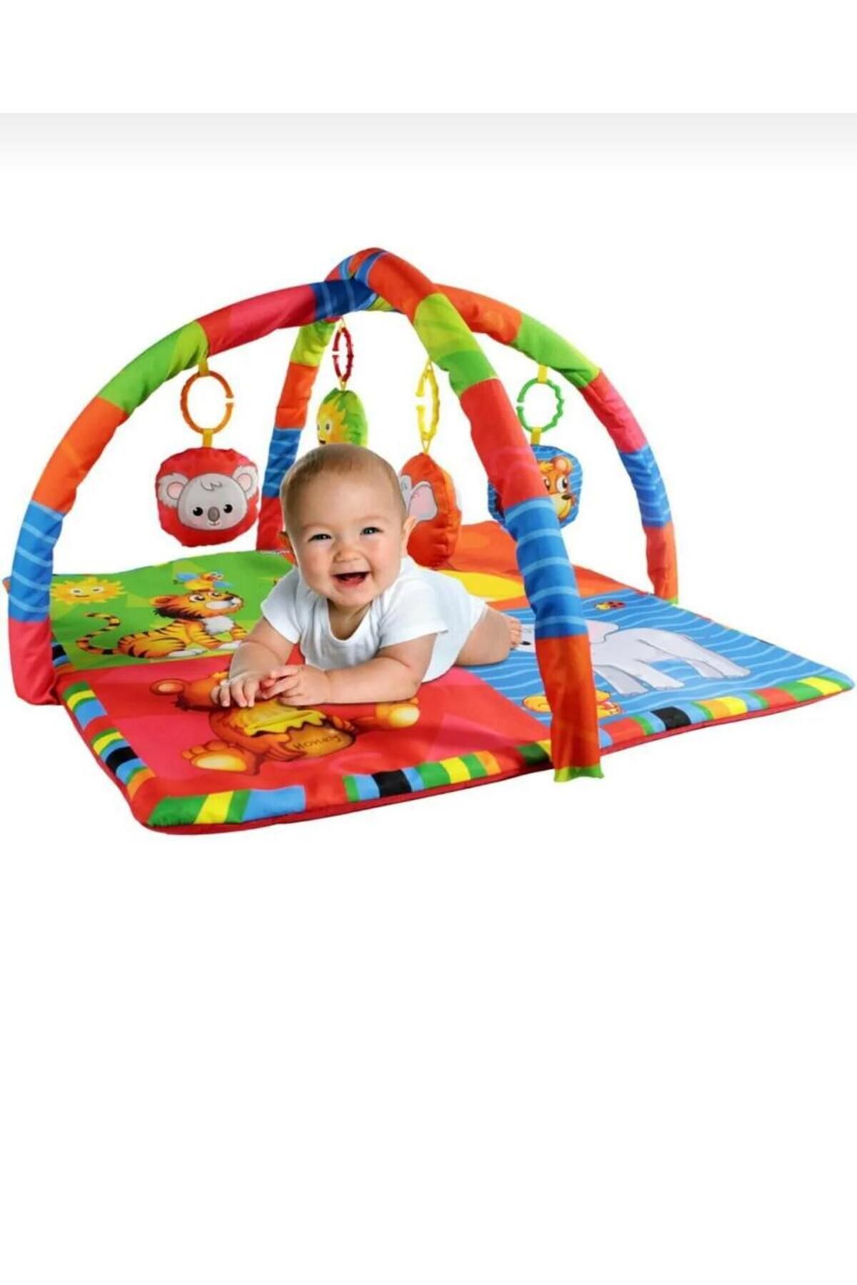 MİLAYS LİFE HOME COLLECTİON Neşeli Hayvanlar Oyuncaklı Oyun Halısı Minderi (KUTULU) 75x75 Cm