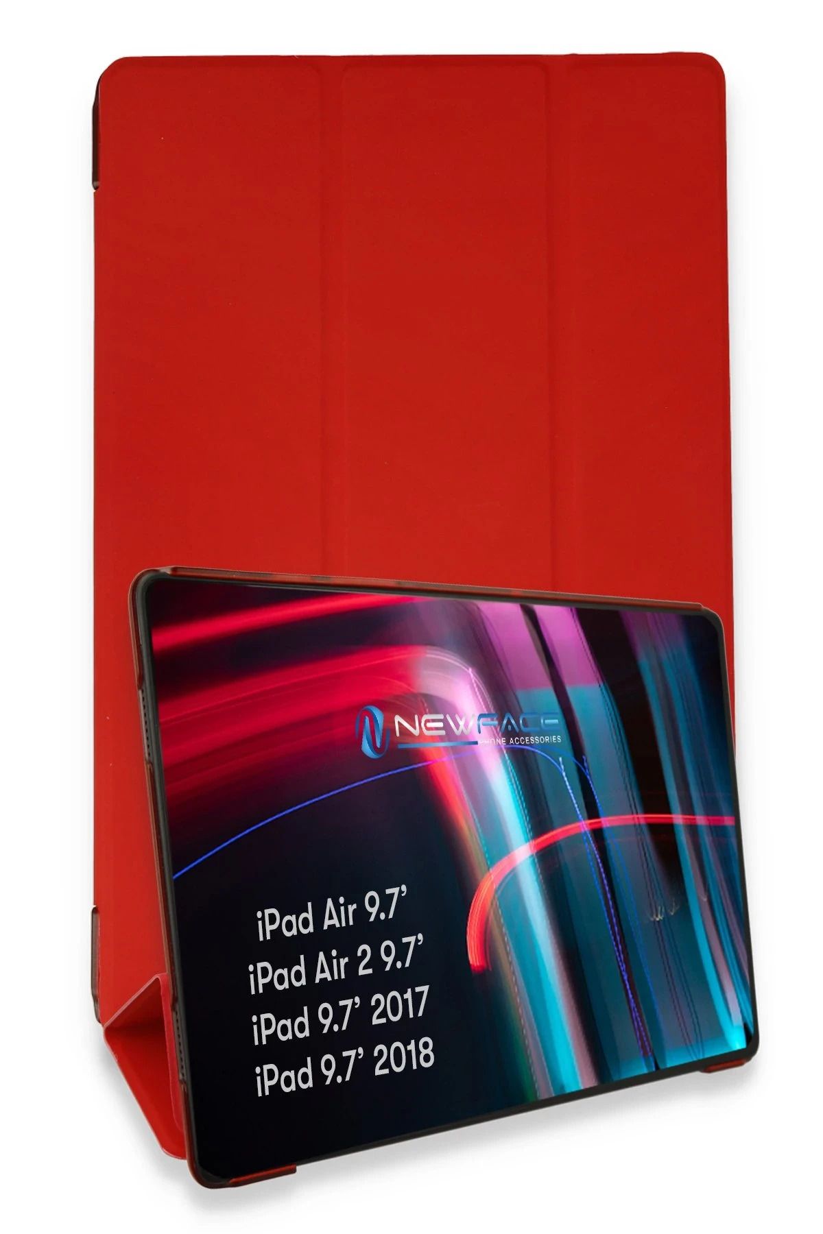NewFace iPad 5 Air 9.7 Kılıf Tablet Smart Kılıf - Kırmızı BSTMY