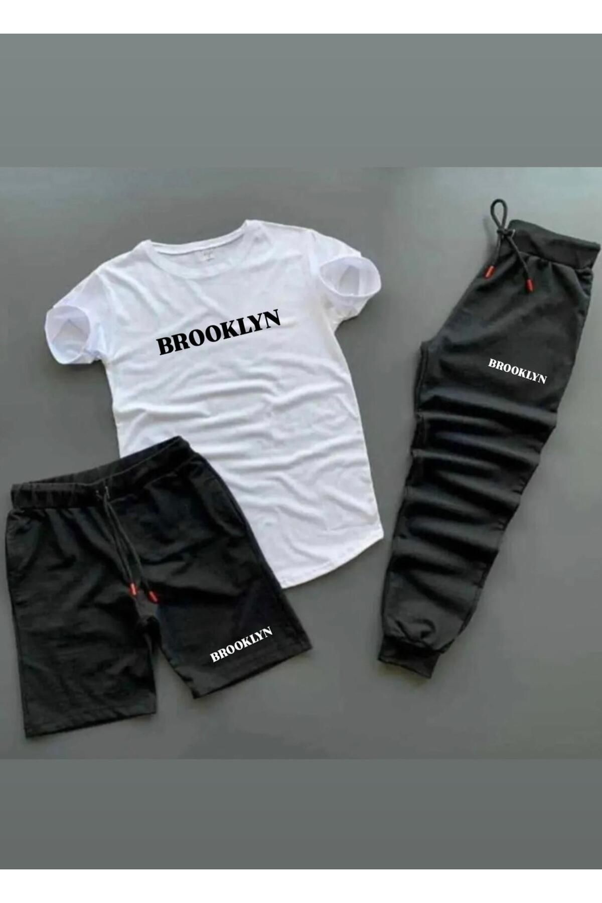 woonkey UNISEX OVERSİZE POWER BASKILI BİSİKLET YAKA TİŞÖRT EŞOFMAN ŞORT 3'LÜ SET