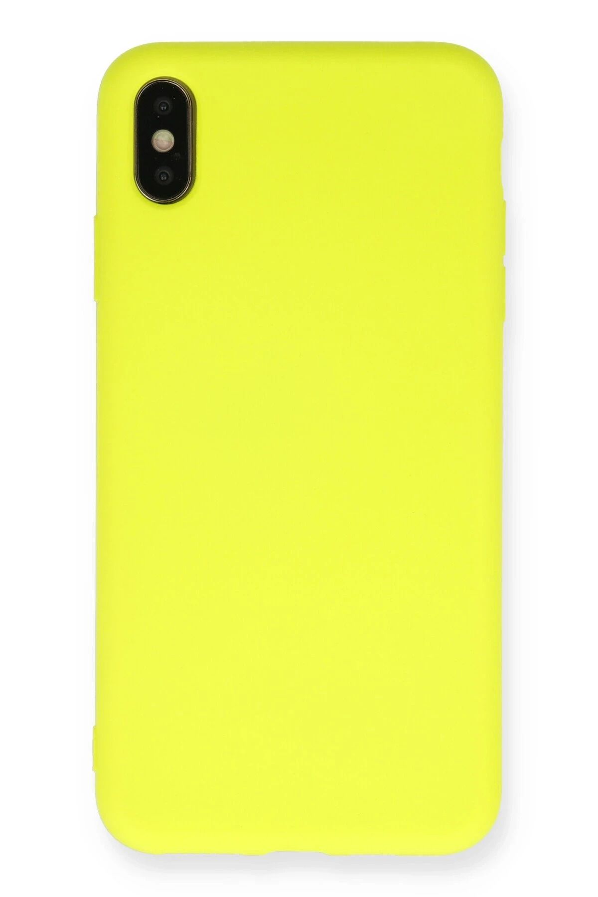 NewFace iPhone X Uyumlu  Kılıf Nano içi Kadife Silikon - Sarı MRAYD