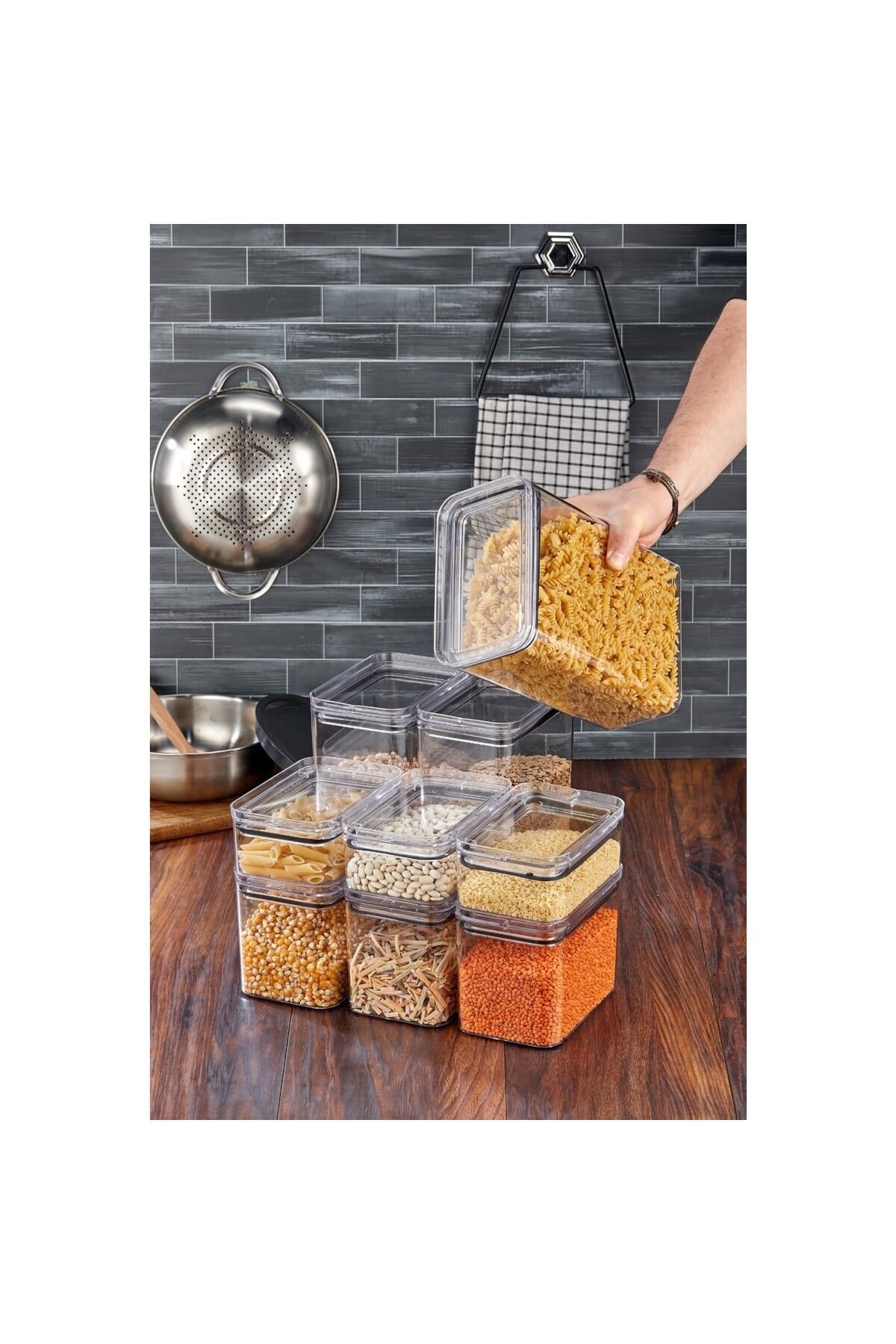 Hanedanev-Leak Proof Lid Storage & Ration Container Transparent Set of 3 Rectangular with Gasket, 3500Ml-1700Ml-800Ml 4