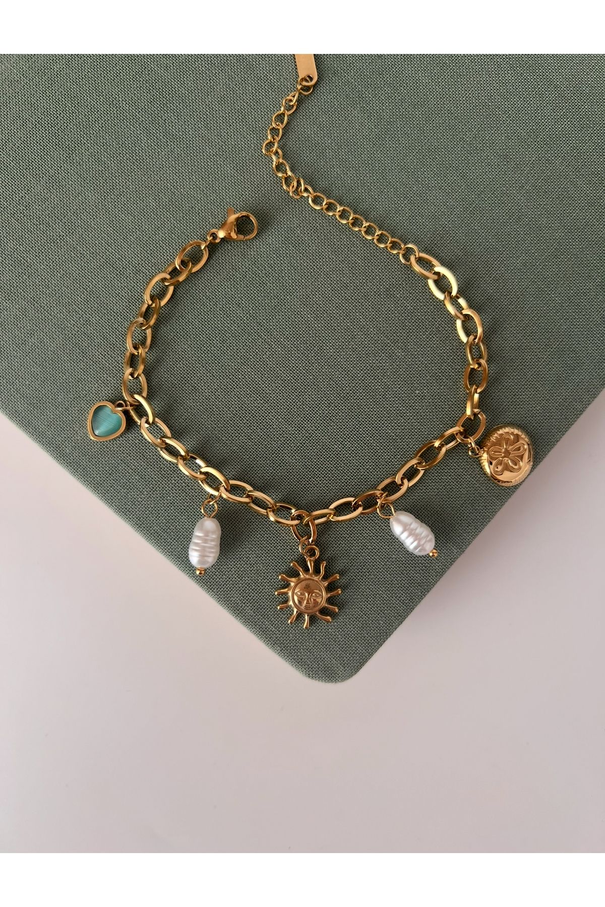 Store Mavi Kalpli Güneş Çelik Charm Bileklik