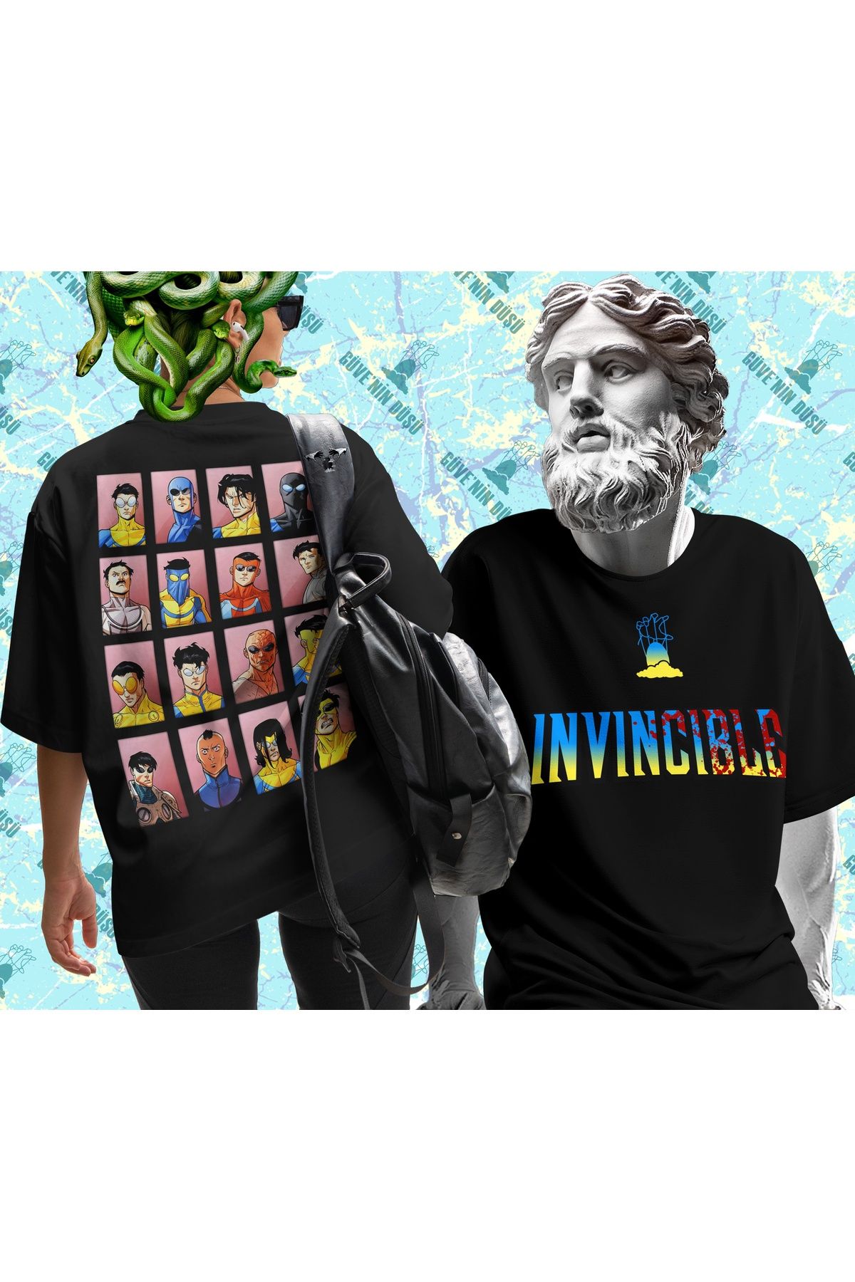 Güvenin Düşü Invincible - Invincible War - Oversize Tişört (Ön ve Arka Baskılı)