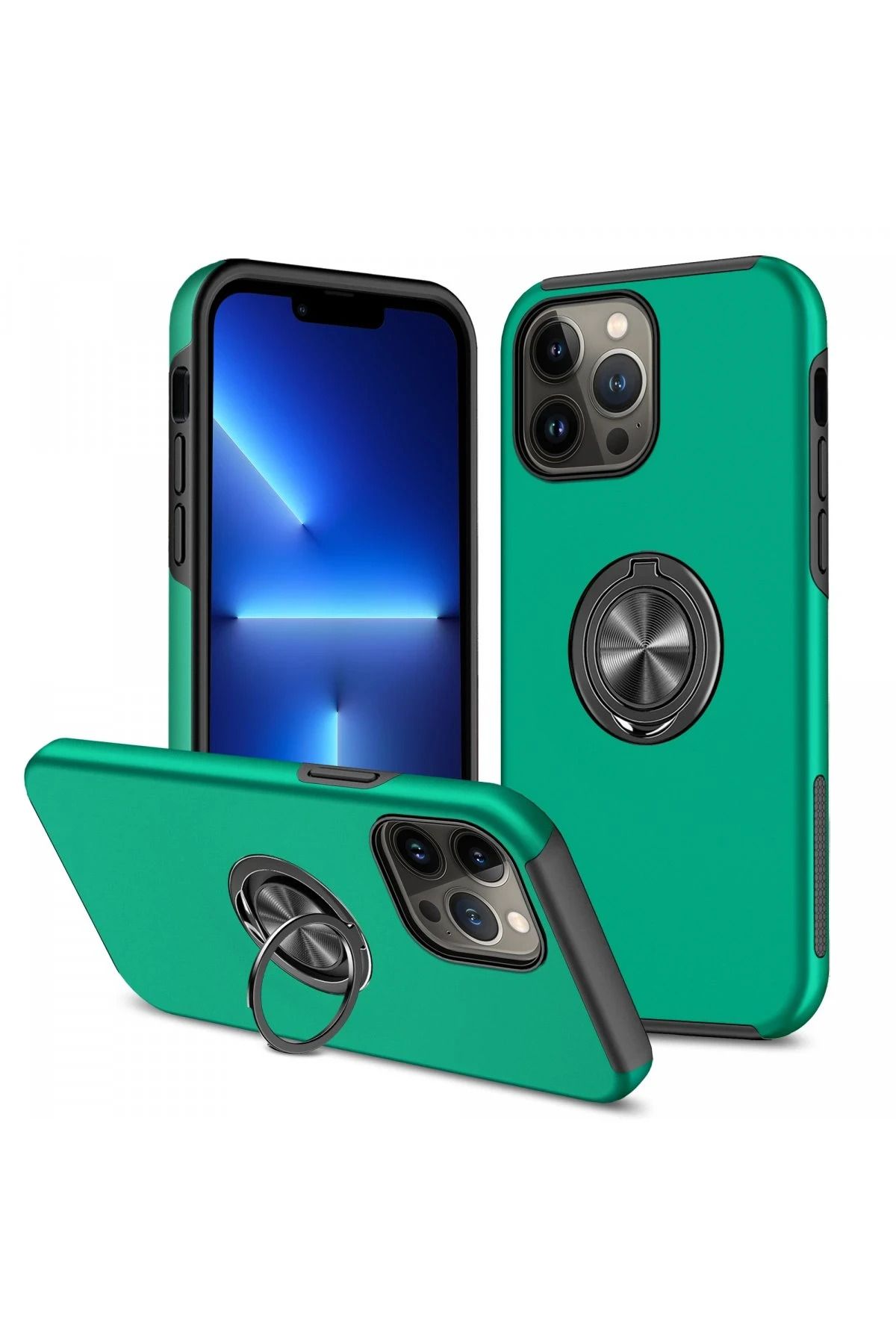 NewFace iPhone 13 Pro Kılıf Elit Yüzüklü Kapak - Yeşil JOJUA