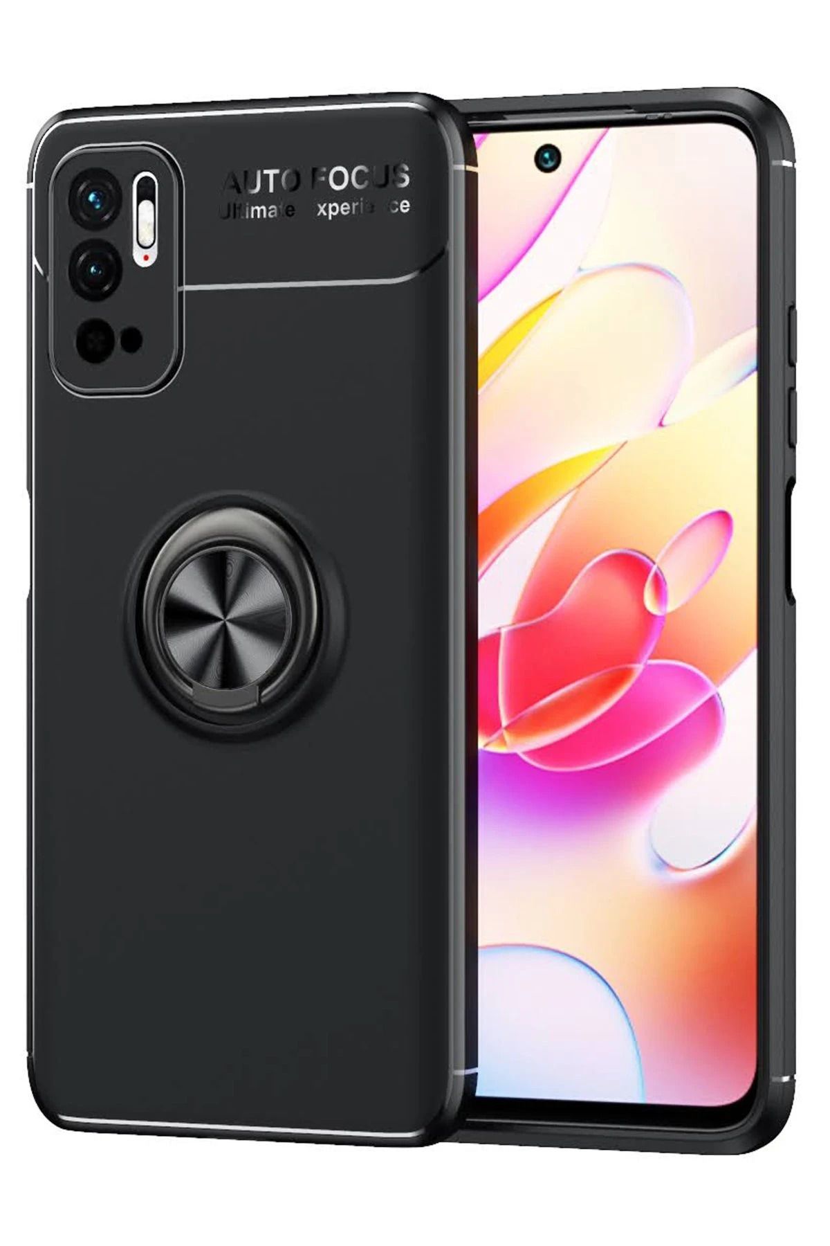 NewFace Xiaomi Redmi Note 10 5G Kılıf Range Yüzüklü Silikon - Siyah BSTMY