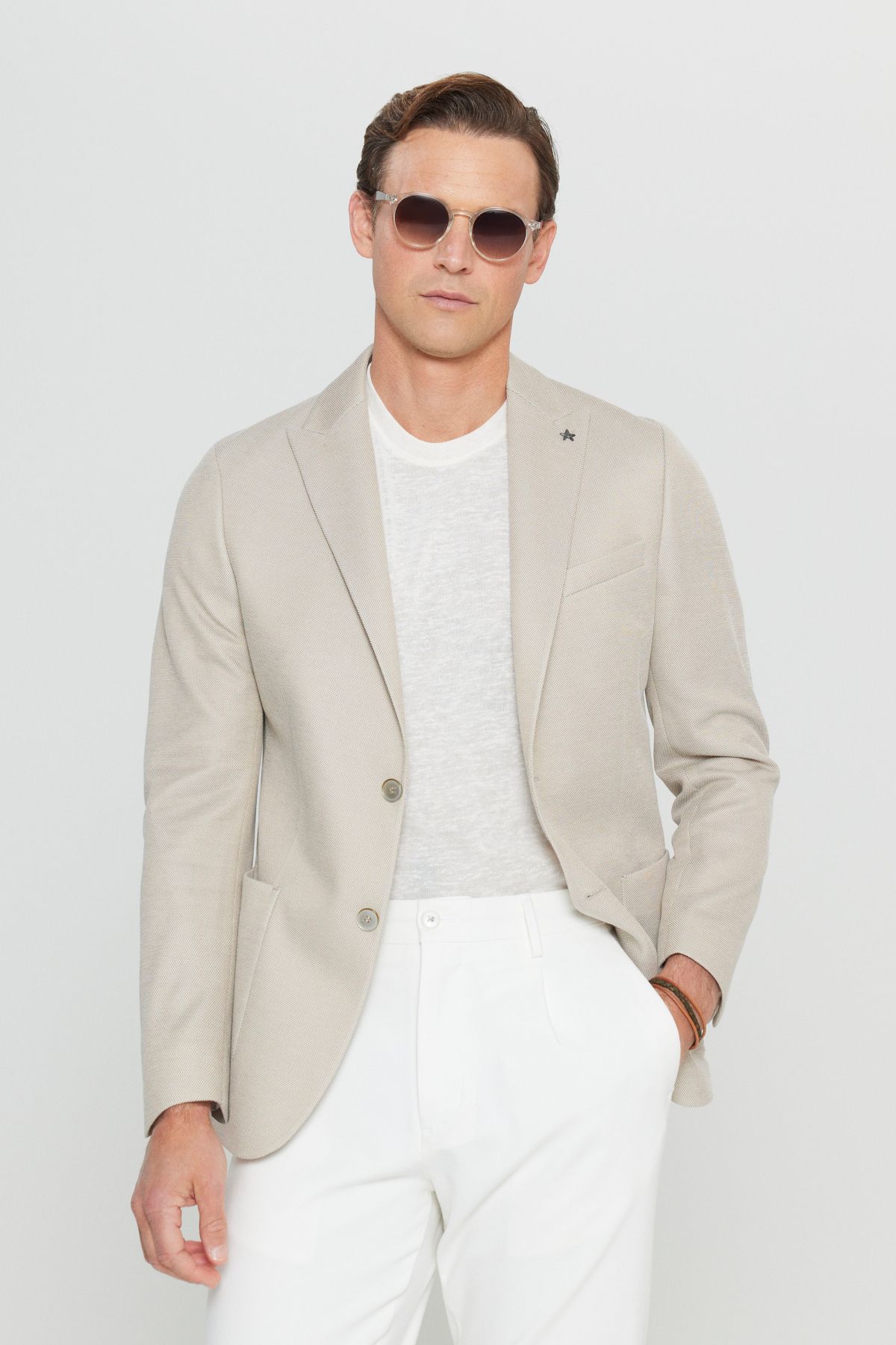 ALTINYILDIZ CLASSICS Altınyıldız ACE004252058 Bej Erkek Astarsız Slim Fit Ceket