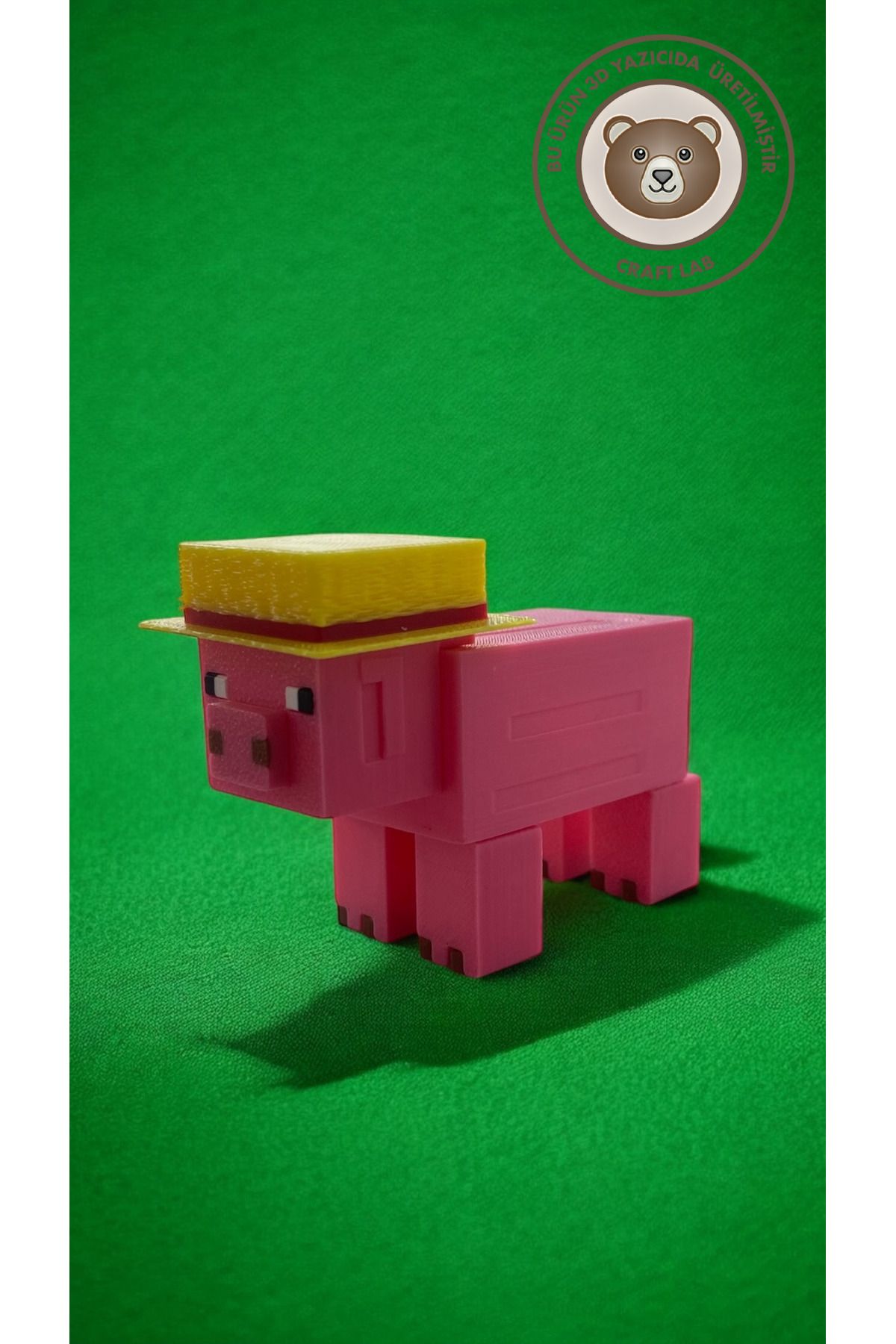 craftlab Maden Ve Zanaat Temalı Pixel Blok Domuz Figürü Hareketsiz 7x5 Cm Minecraft