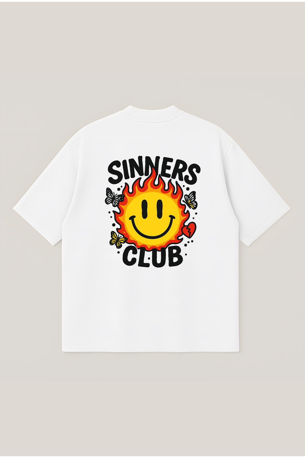 Moon Dancer Sinners Clup Unisex Oversize Baskılı Boxy Fit Kalın Kumaşlı T-shirt