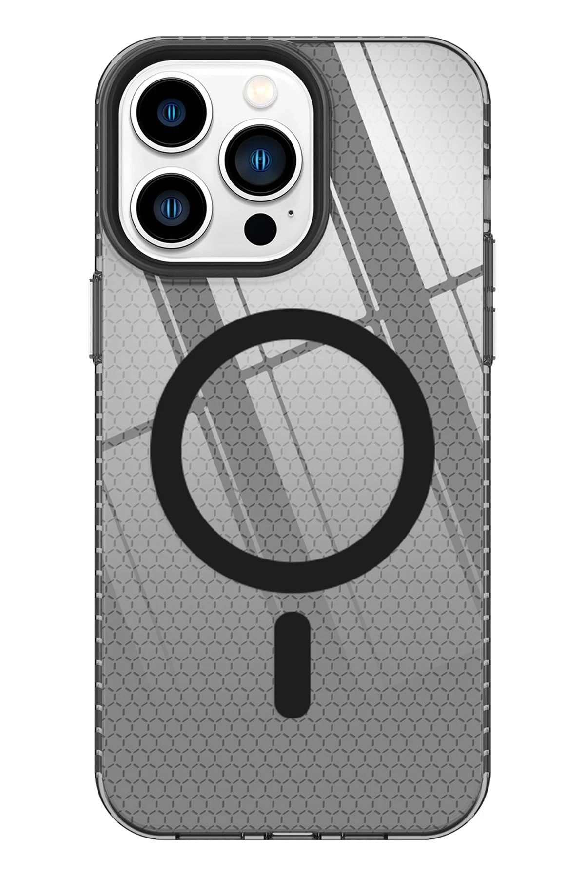 NewFace iPhone 13 Pro Max Kılıf Beta Magneticsafe Silikon - Siyah HNZRN