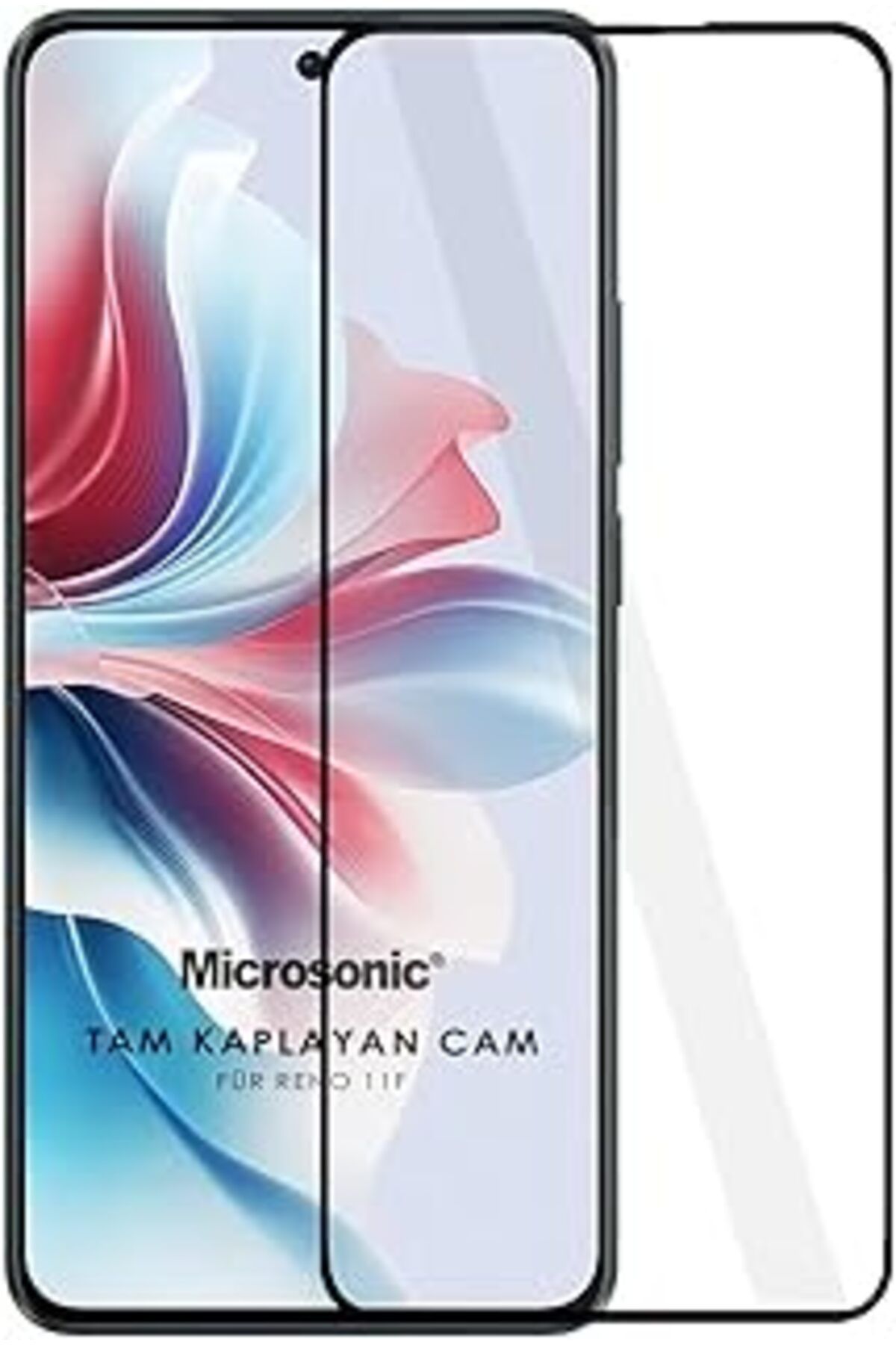 Karachil Microsonic Oppo Reno 11F Tam Kaplayan Temperli Cam Ekran Koruyucu Siyah