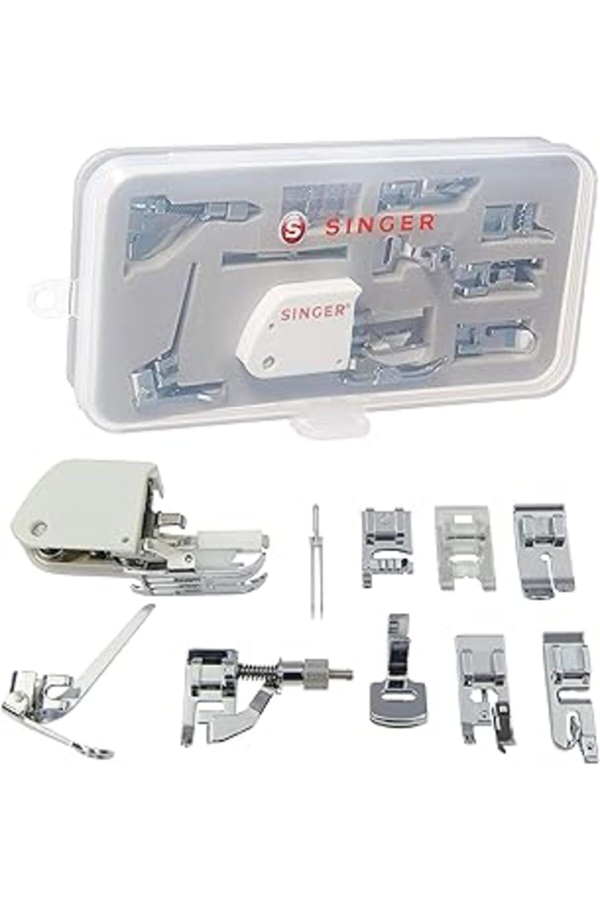 jupiter global bazaar Singer | Dikiş Makinesi Aksesuar Seti, 9 Baskı Ayağı, İkiz İğne Ve Kılıf Dahil, Şeffaf - Dikiş Kola