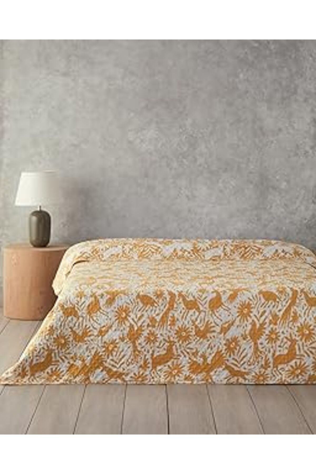NZM TİCARET English Home Folk Jungle Tek Kişilik Çok Amaçlı Örtü Sarı
