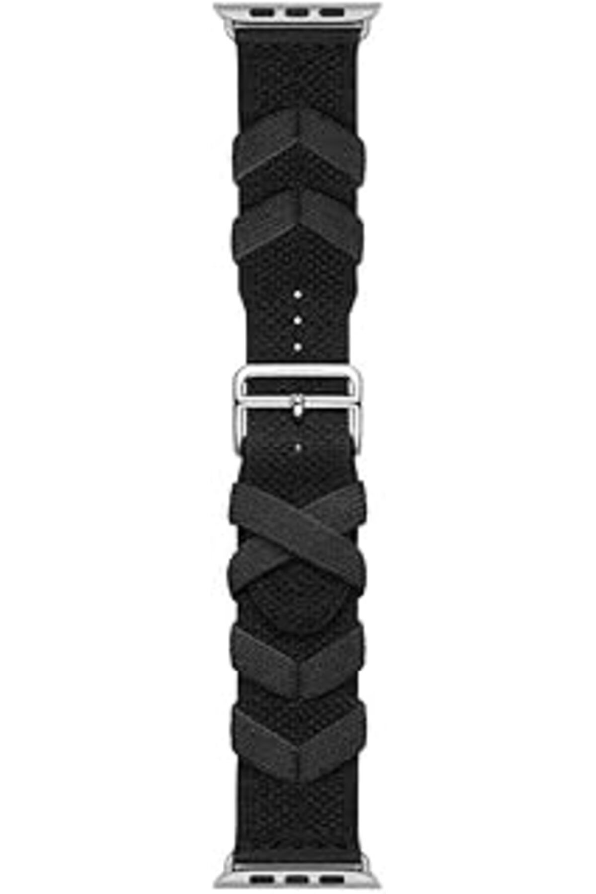karadağsb Zore Apple İle Uyumlu Watch 42Mm Krd-97 Sarmal Örgü Tasarımlı Kordon Siyah