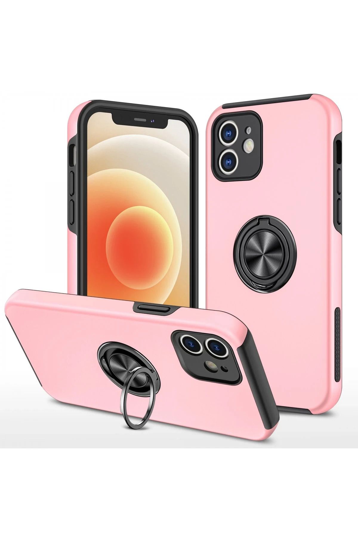 NewFace iPhone 12 Mini Kılıf Elit Yüzüklü Kapak - Pembe BSTMY
