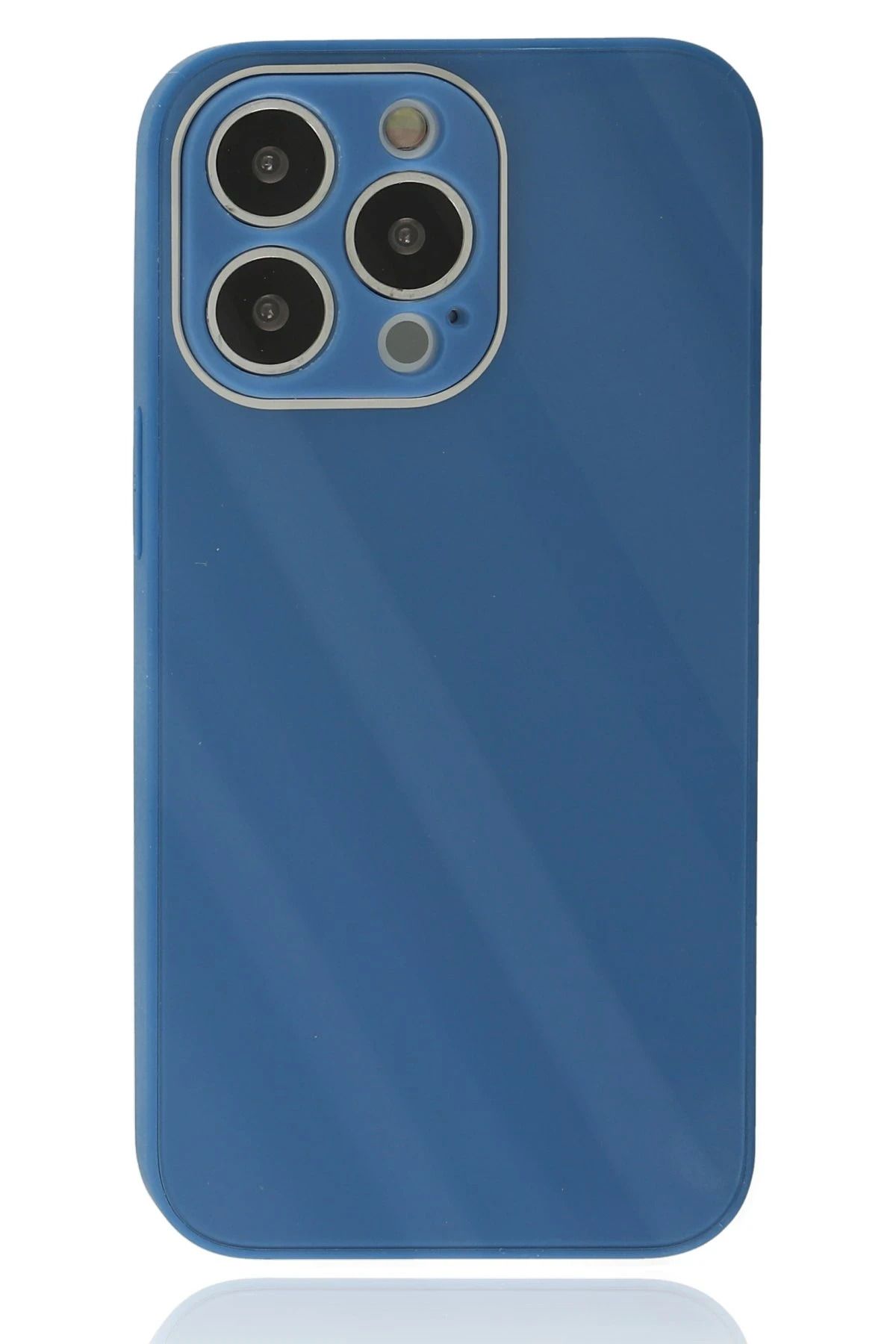 NewFace iPhone 14 Pro Max Kılıf Glass Kapak - Mavi JOJUA