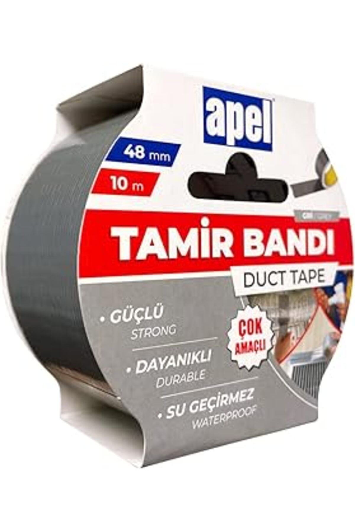 NETWORK ART Apel Tamir Bandı (Duct Tape) Askılı Karton 48 Mm X 10 M Gri