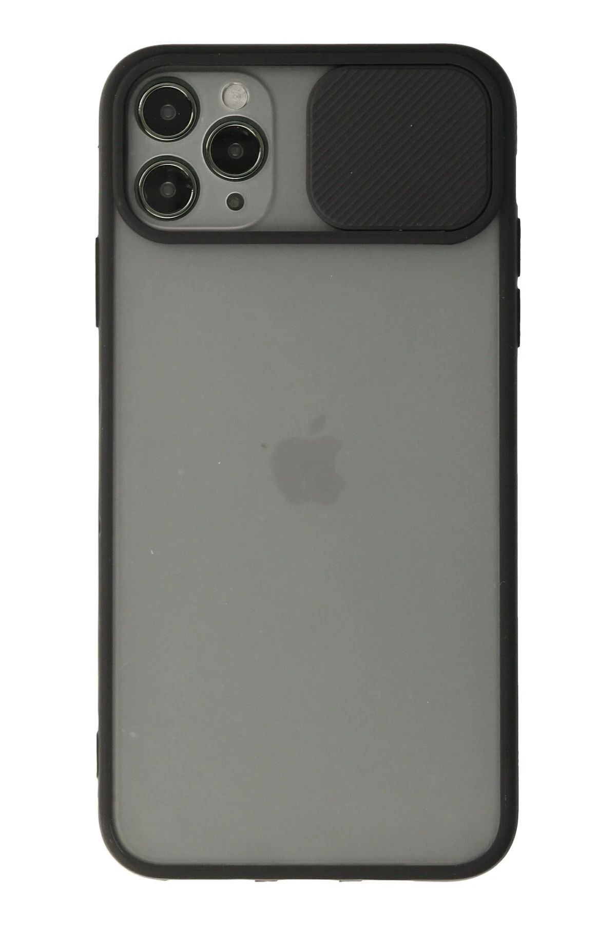 NewFace iPhone 11 Pro Max Kılıf Palm Buzlu Kamera Sürgülü Silikon - Siyah NRMSA