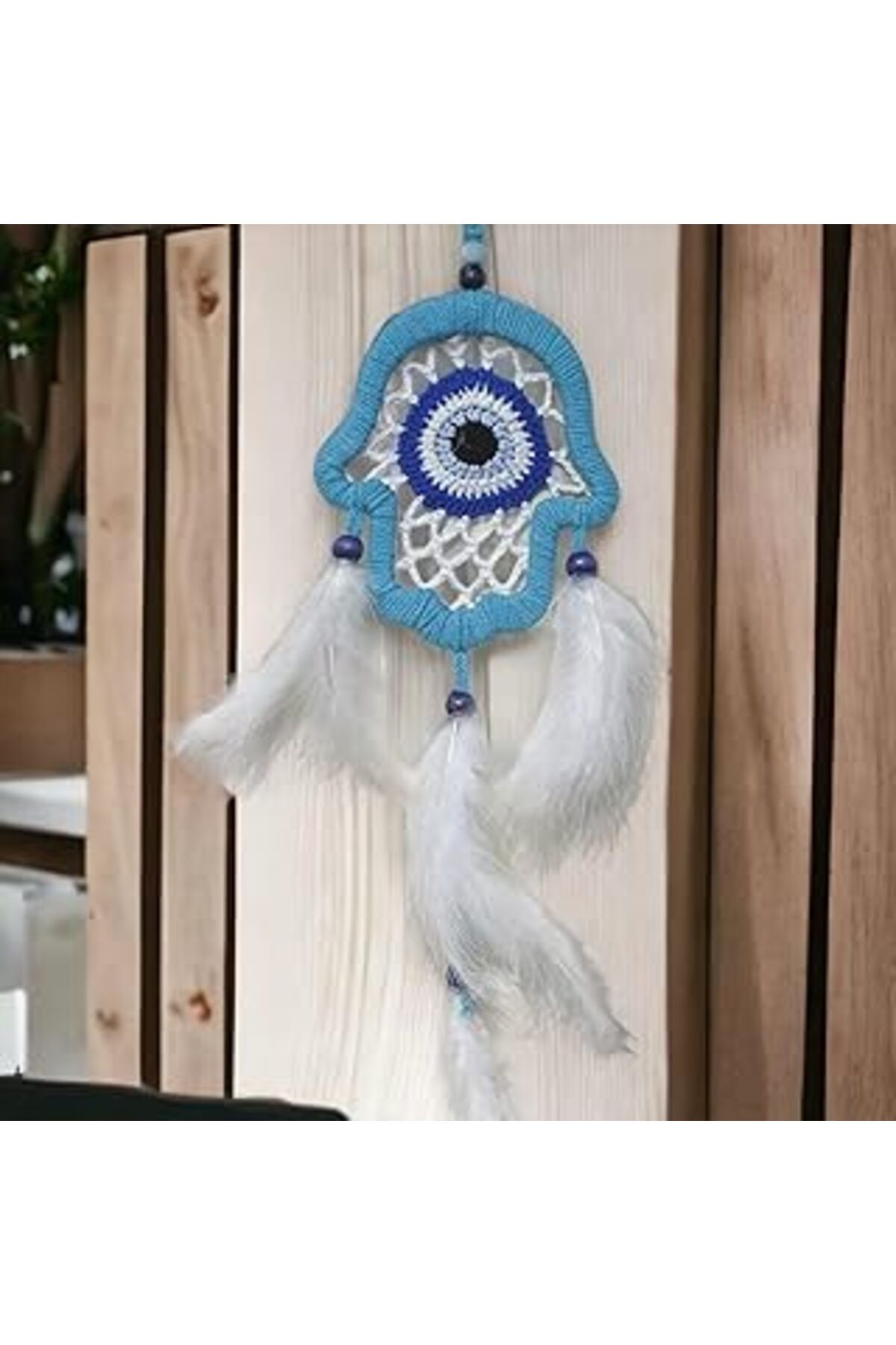 robotrend Mixperi Nazar Boncuğu Motifli Turkuaz Fatma Ana Eli Duvar Süsü El İşçiliği Duvar Dekoru