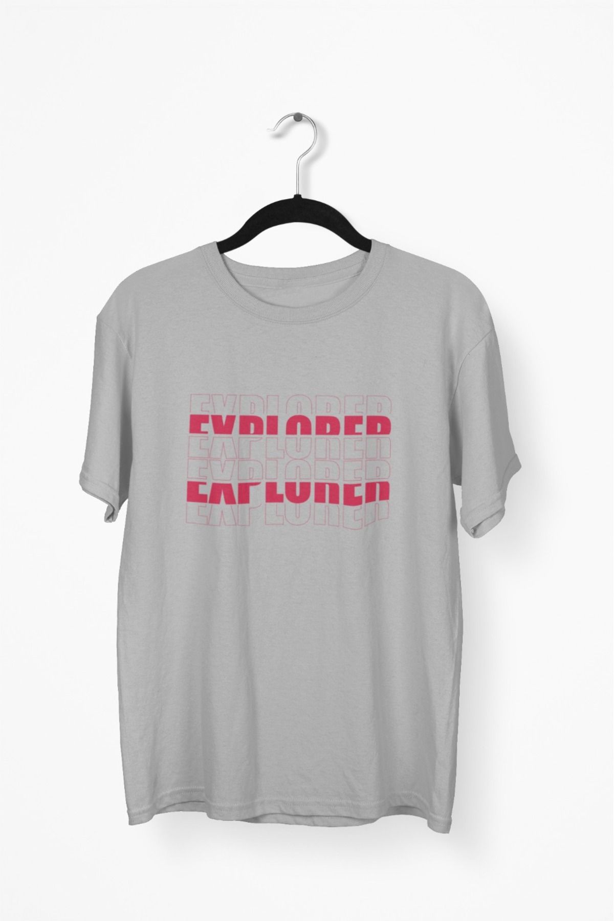 Butik ERKEK/KADIN -EXPLORER- TRANSFER BASKILI YUVARLAK YAKA KISA KOL TİŞÖRT