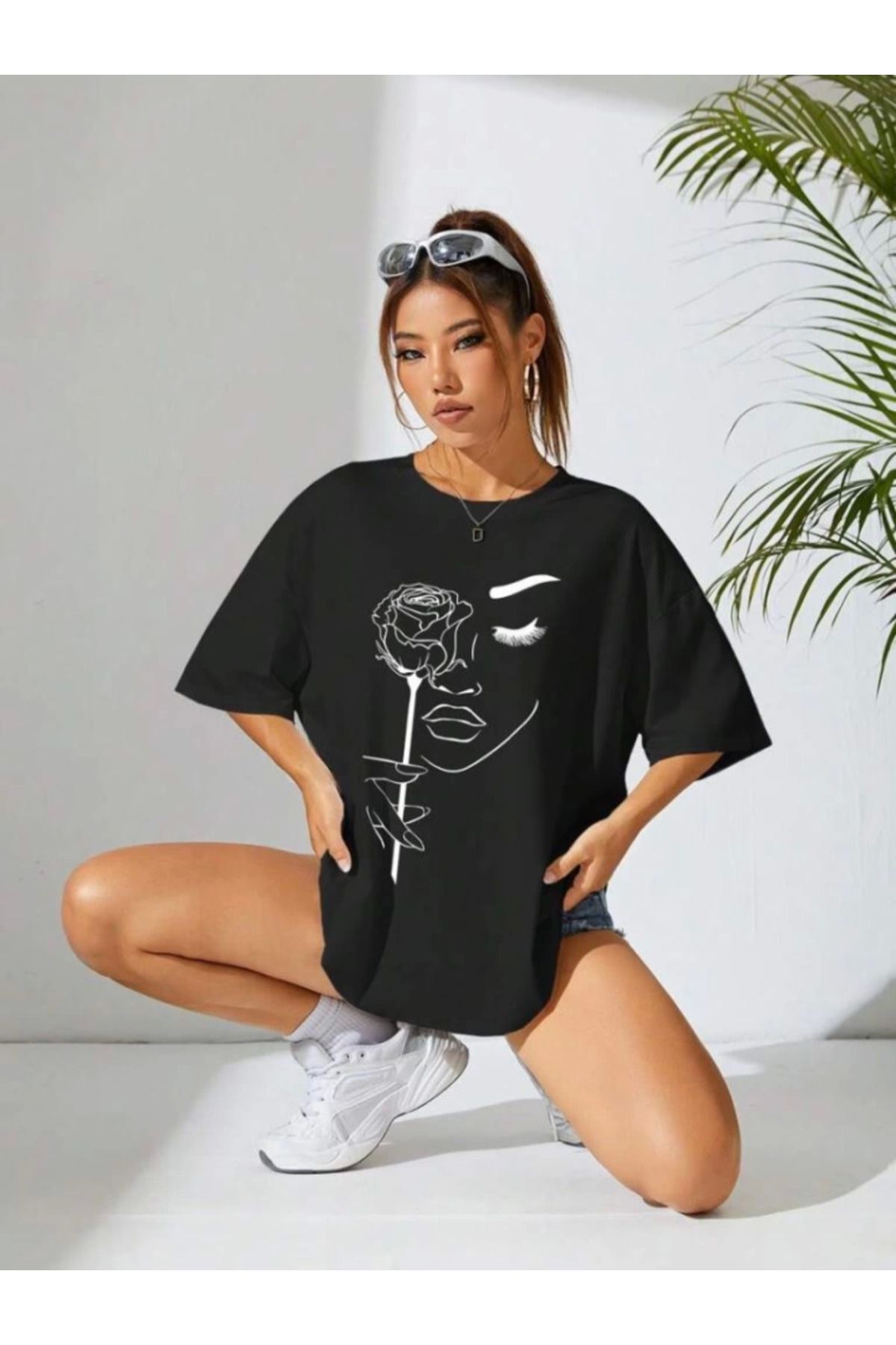 Albayrak Baskılı Oversize T-shirt - Siyah