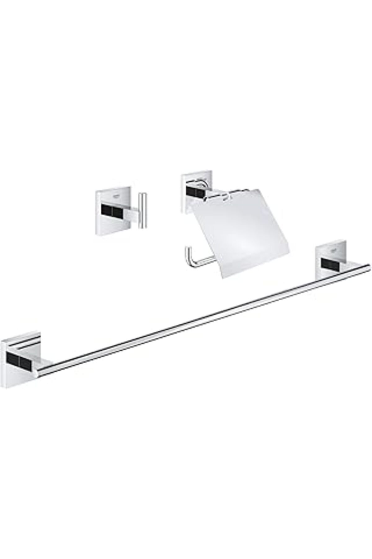 nazeninstoğu Start Cube Quickfix Üçlü Banyo Aksesuar Seti | Uzun Havluluk (558Mm), Tuvalet Kağıtlığı(Kapaklı), B
