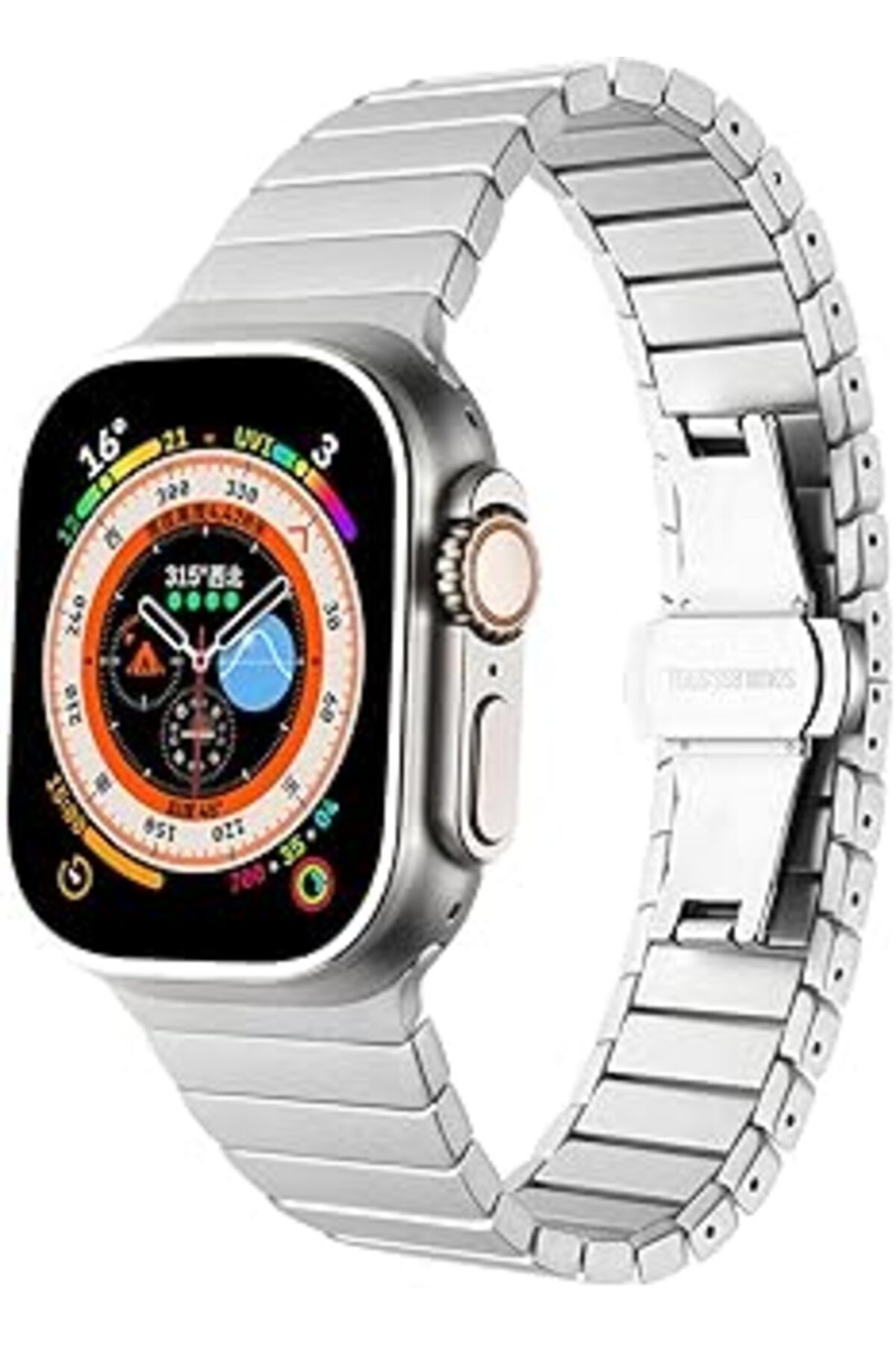 karadağsb Zore Apple İle Uyumlu Watch Ultra 42/44/49Mm Kordon Krd-79 Metal Strap Kayış Gri