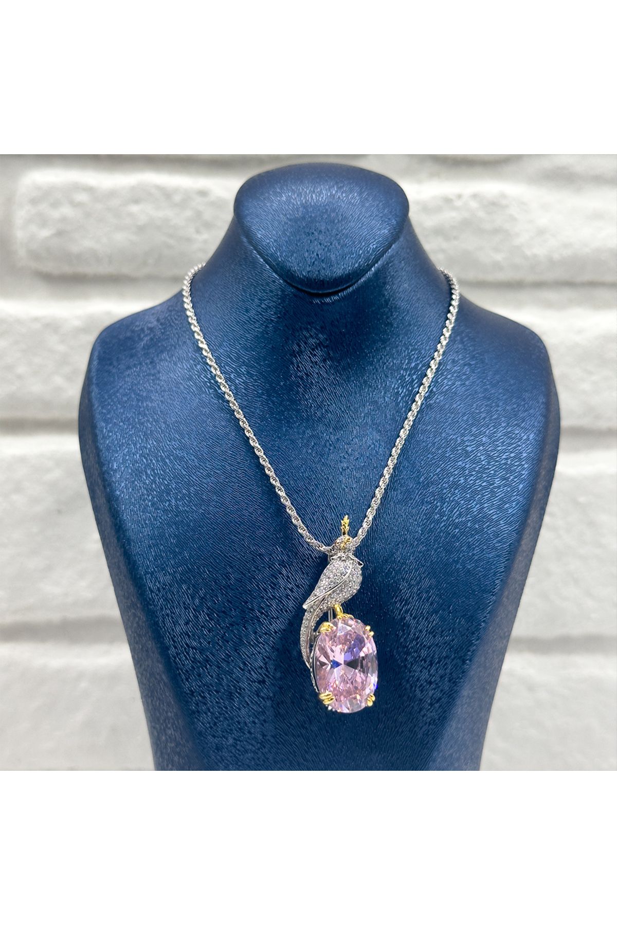 Livora Jewelry Pembe Kuvars Özel Üretim Gümüş Kolye