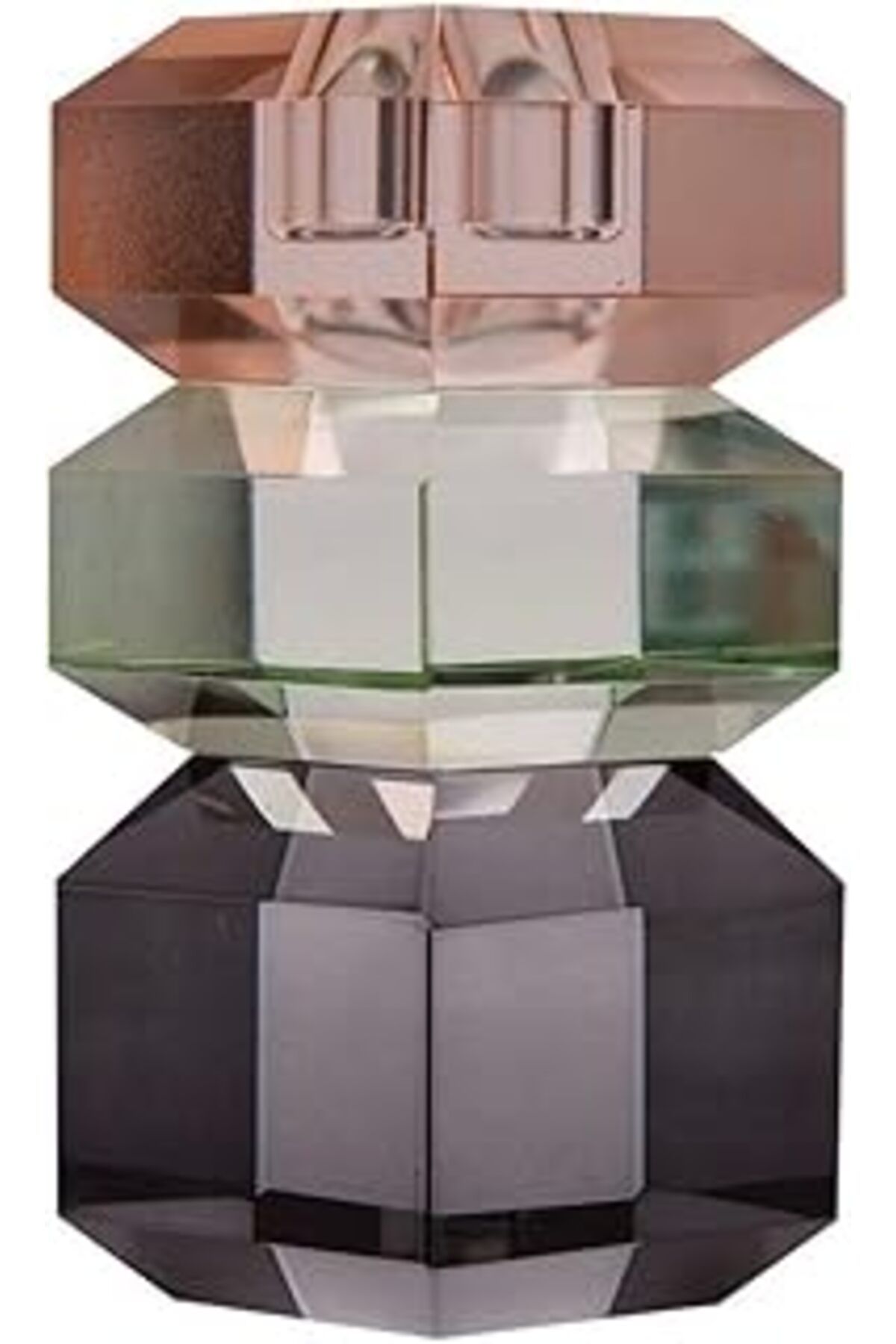 NETWORK ART Eja International Kristal Mum Tutucu, Şeftali/Yeşil/Füme, 6X6X13 Cm